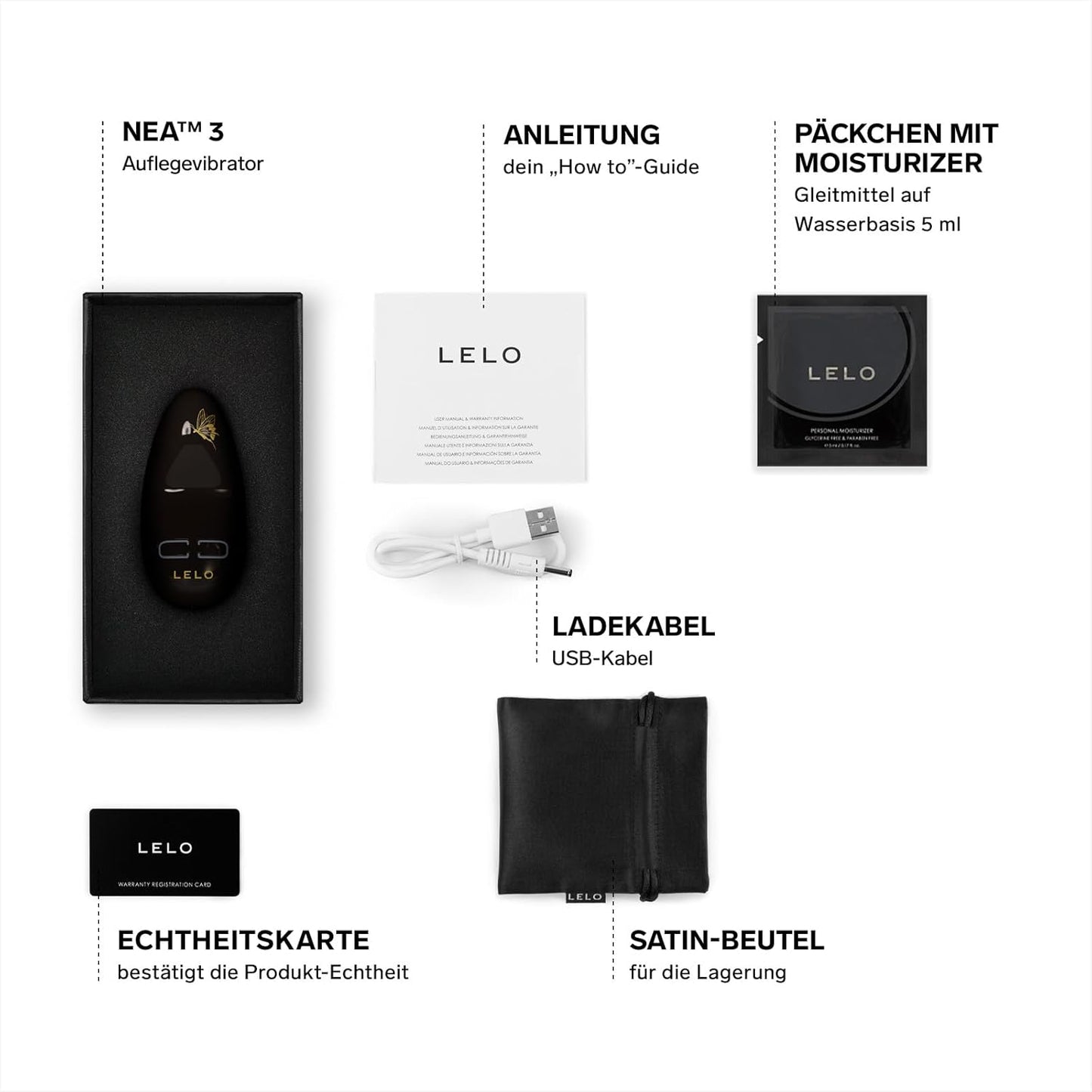 Nea 3 Vibratorei mit 10 Lusteinstellungen & Intensitäten, Pitch Black
