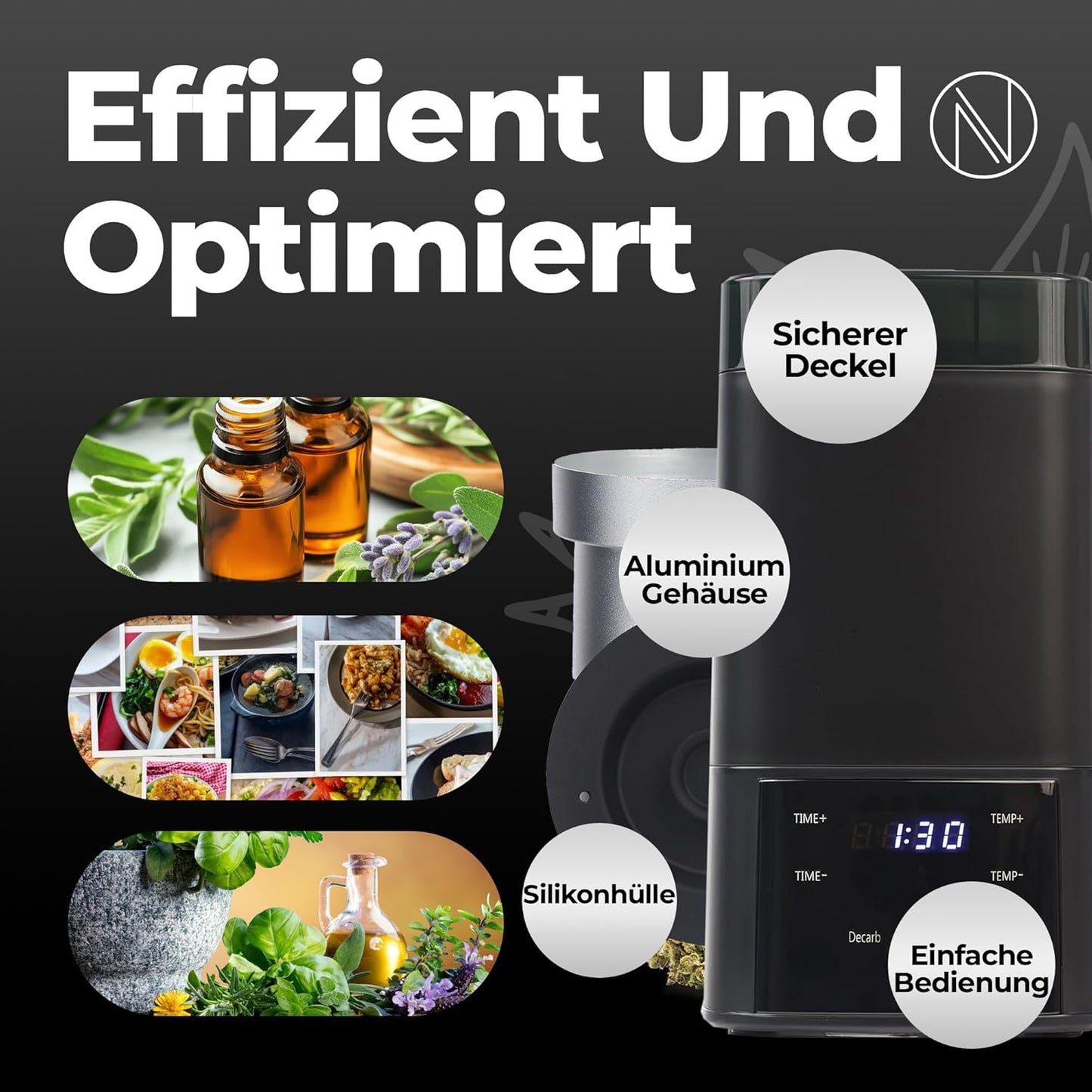 Decarboxylator & Infuser mit Zubehör, Boost Schwarz