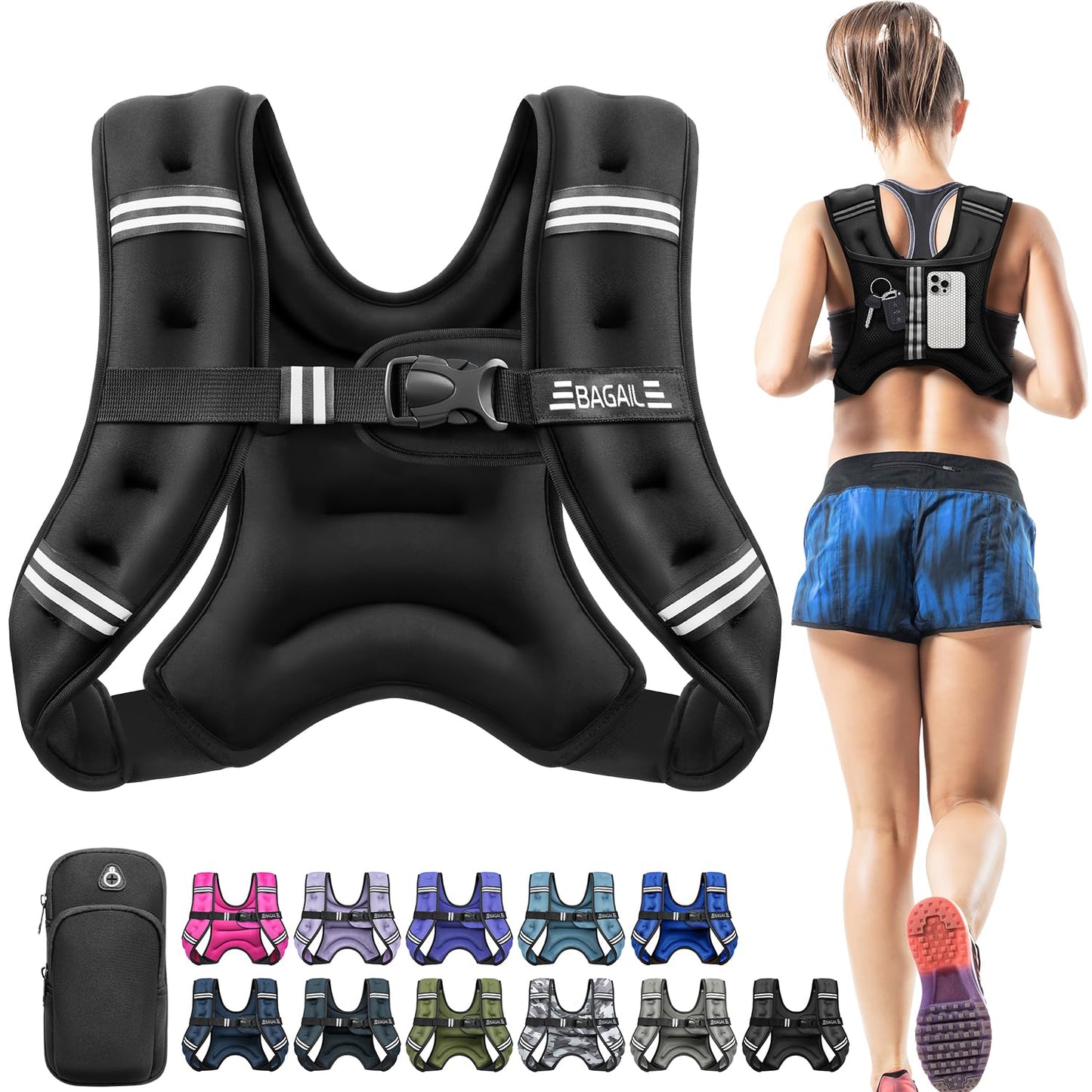 Gewichtsweste für Krafttraining, Schwarz 3.6kg/8lb