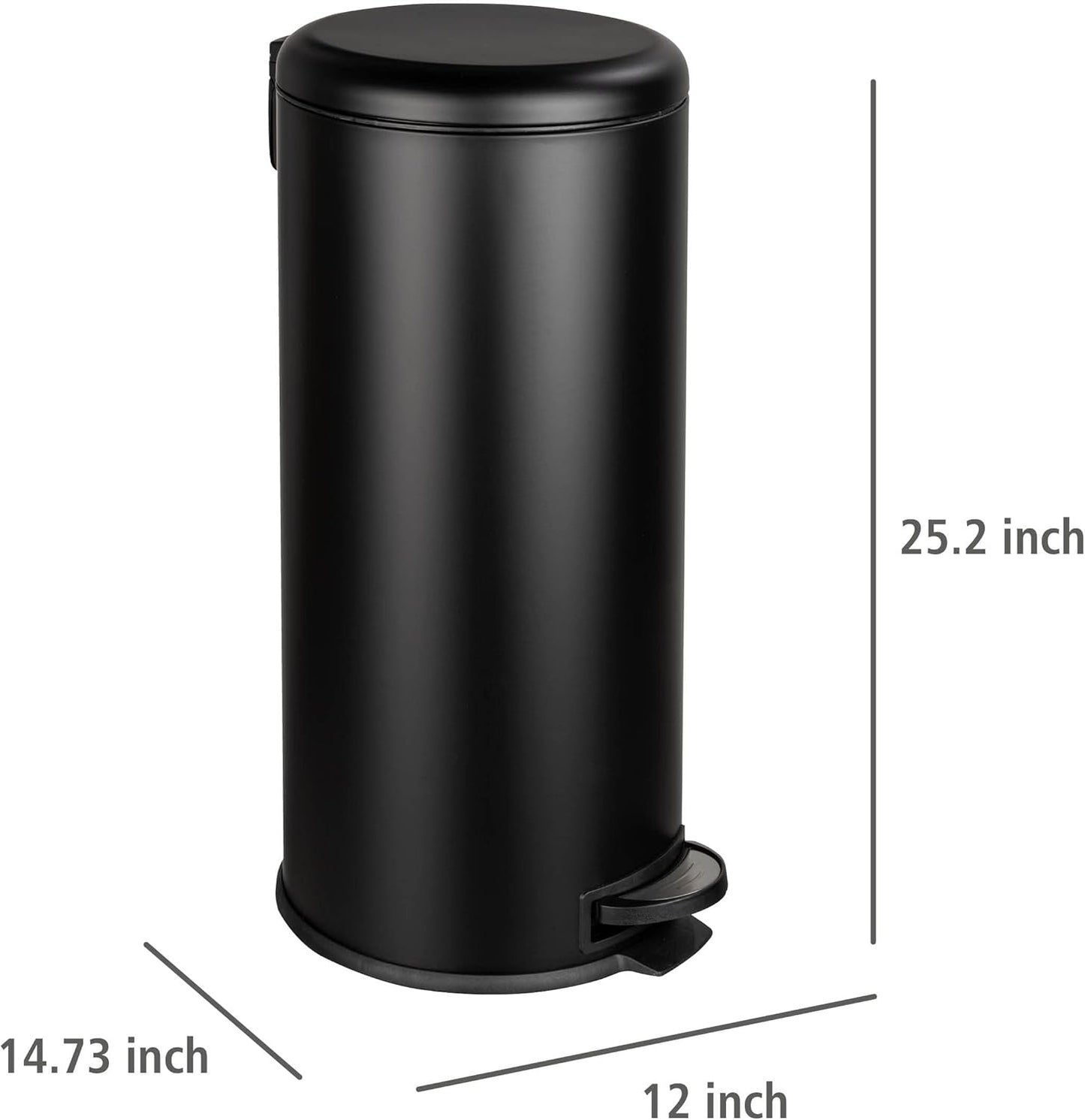 Treteimer Leman Soft-Close, Schwarz 30 L