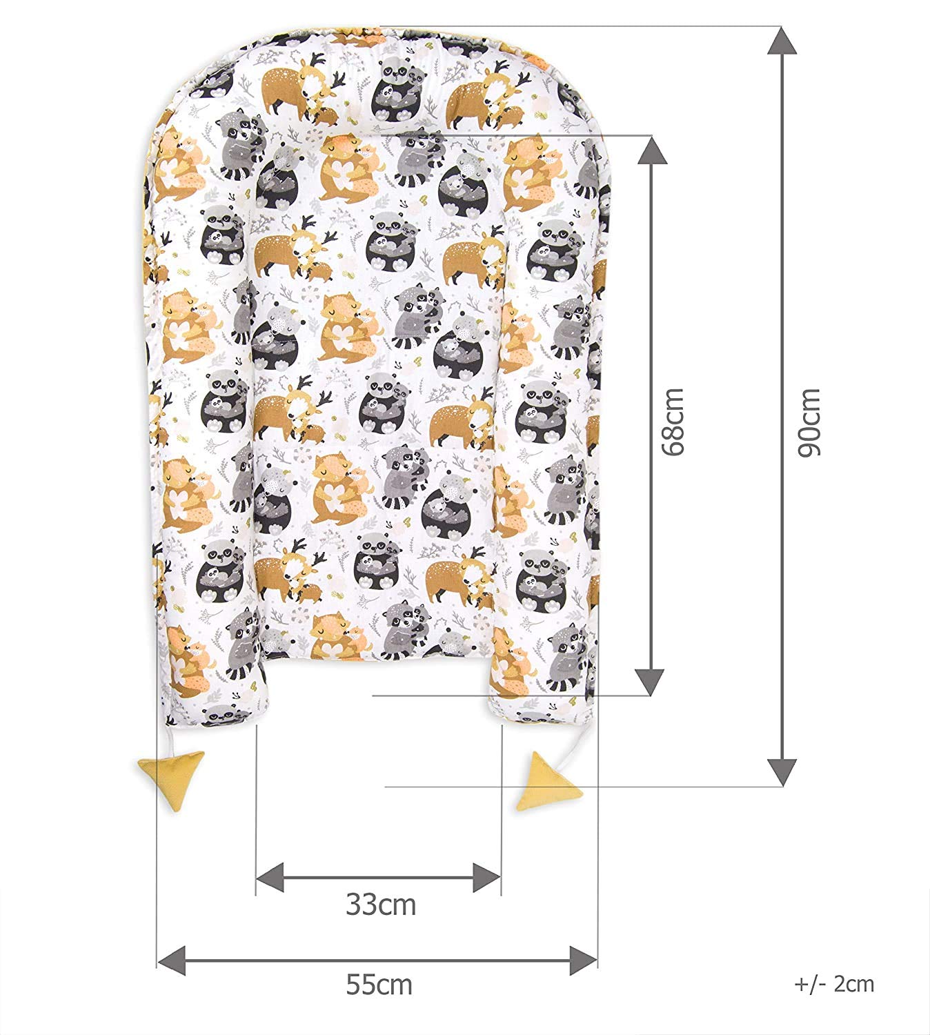 2-seitiges Babynest Mustard 55x90cm, Mustard