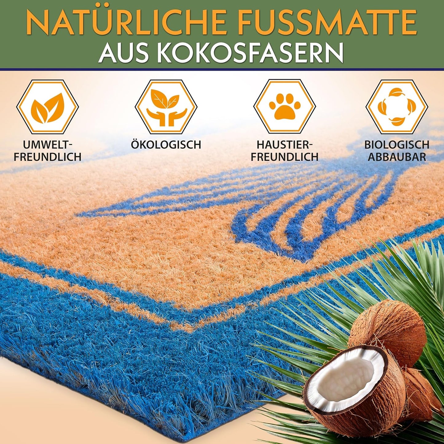 Antirutsch Fussmatte, Fische - Blau