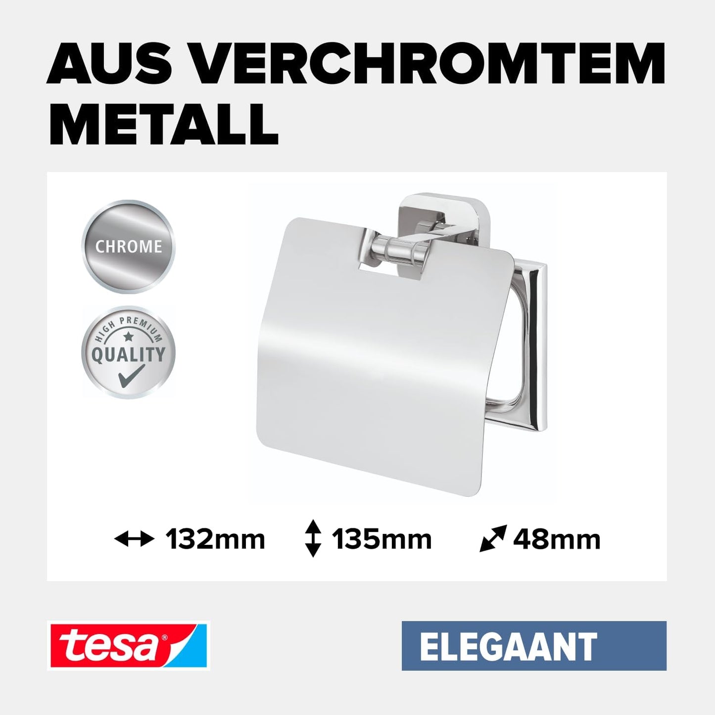 ELEGAANT Toilettenrollenhalter inkl. Klebelösung ohne Bohren, Toilettenpapierhalter (mit Deckel)