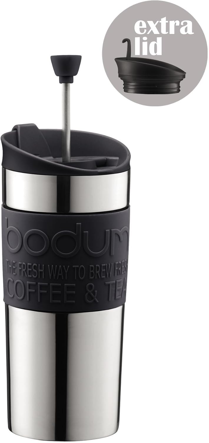 Travel Press Kaffeebereiter aus Edelstahl (350 ml), Schwarz Einzelbett