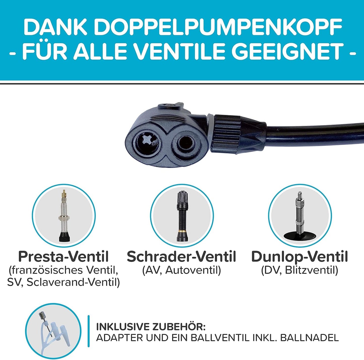 Fusspumpe mit Doppelzylinder und Manometer, Fusspumpe Schwarz
