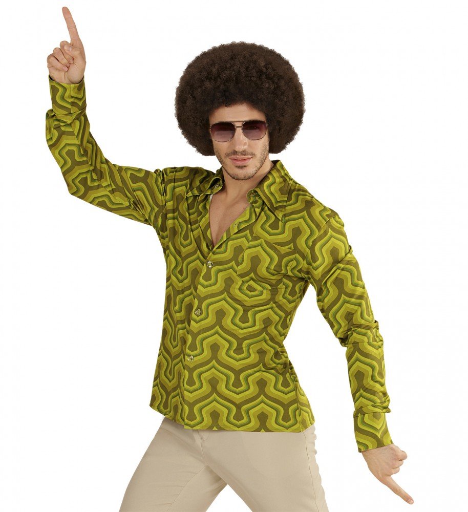 70er Retro Disco-Hemd, L-XL Grün