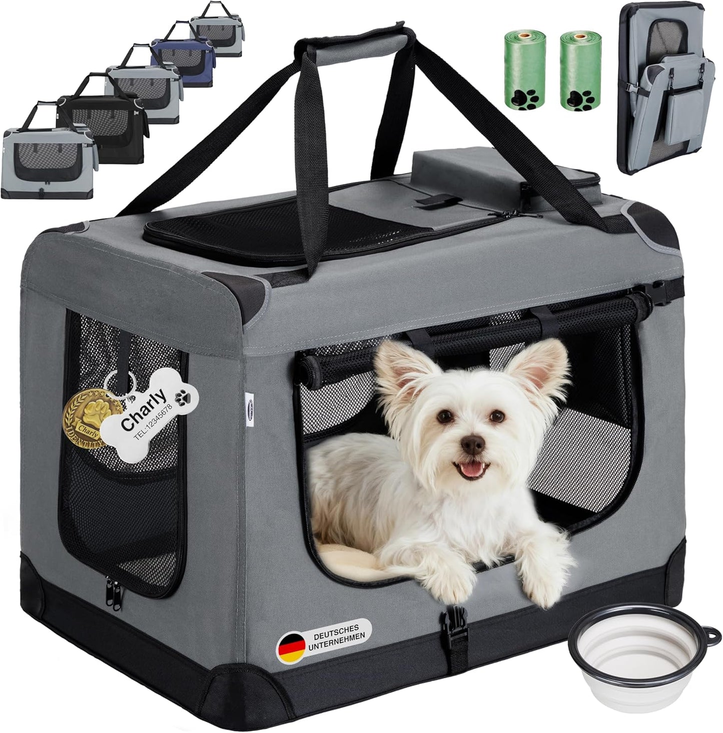 Faltbare Hundetransportbox, S Dunkelgrau