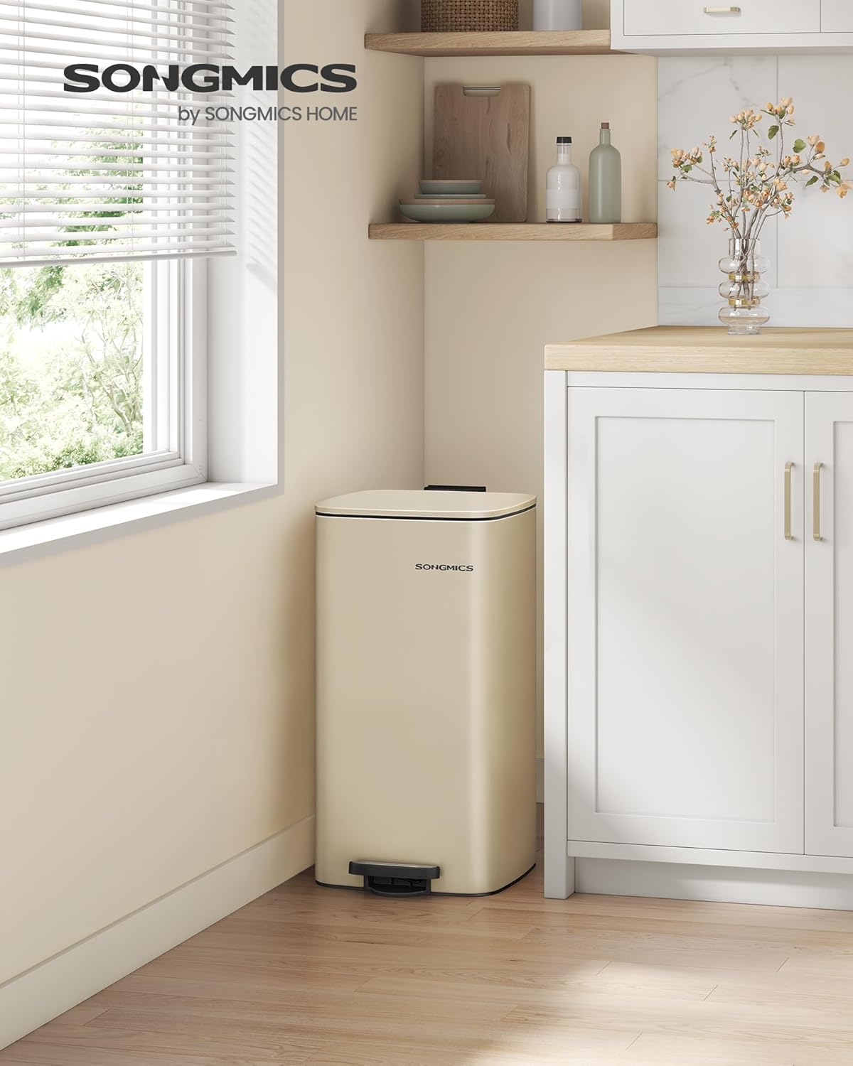Tretmülleimer mit Softclose, sandbeige 30 L