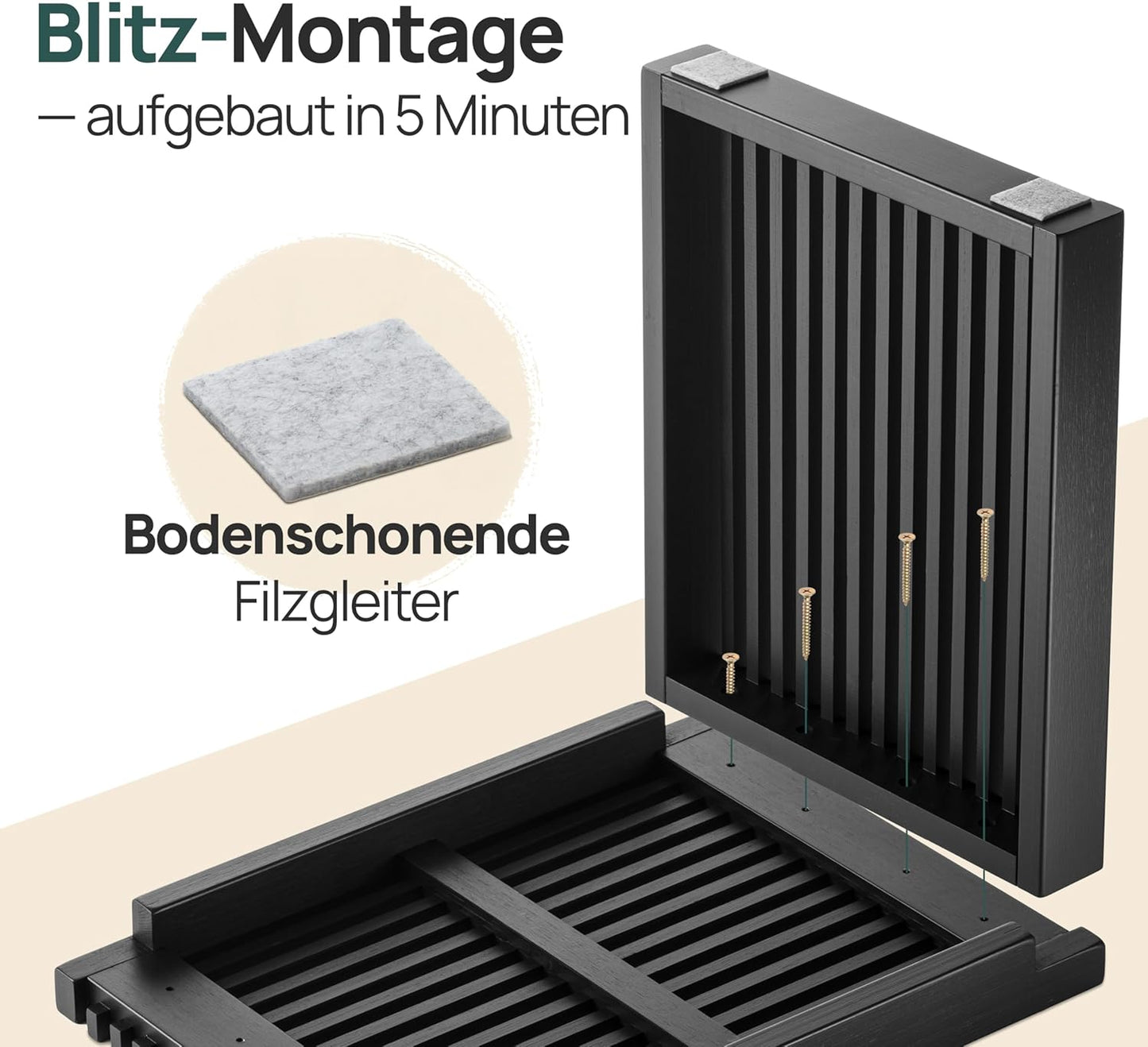 Hocker für Flur und Schlafzimmer, Schwarz Kurz ohne Schuhablage