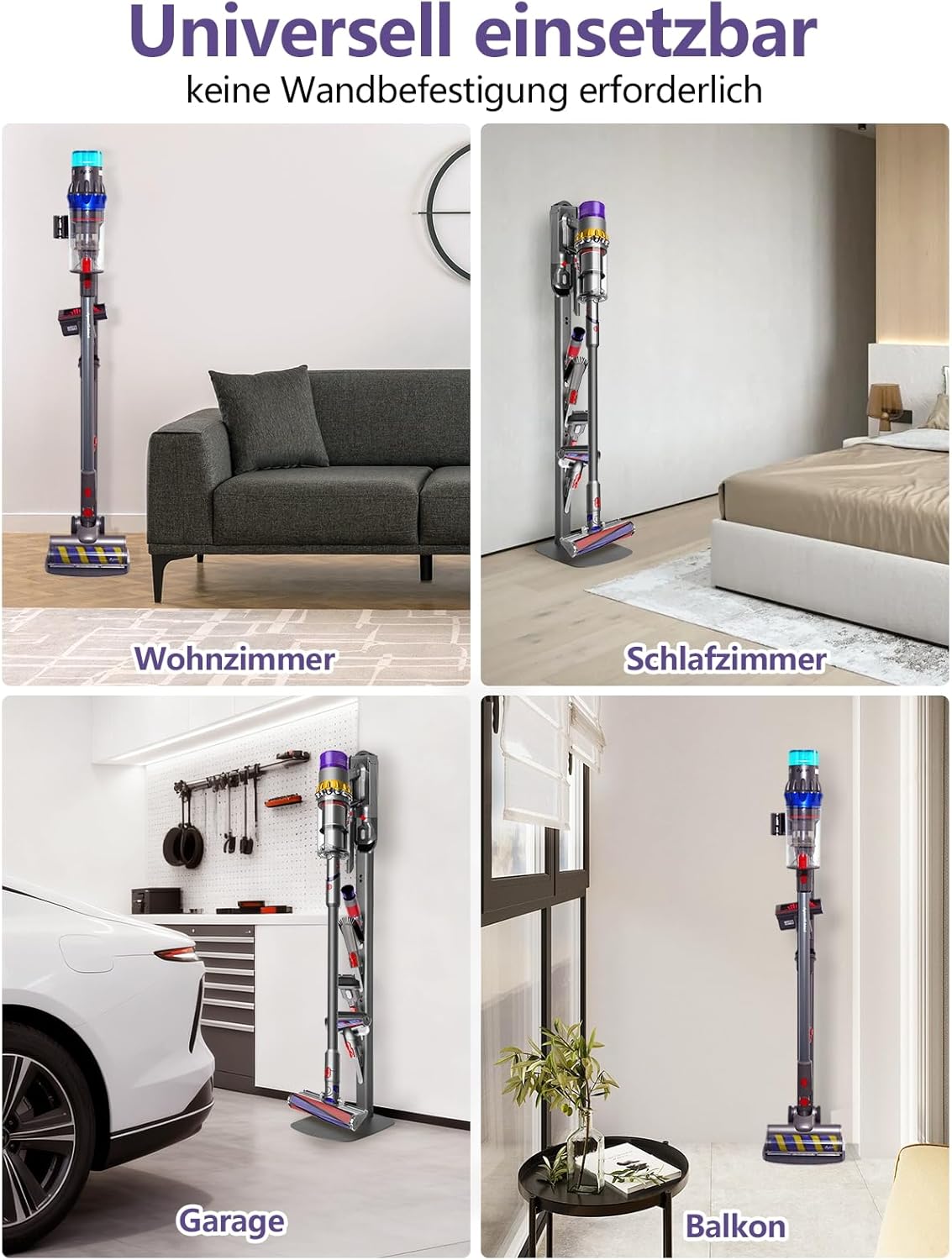 Staubsaugerhalterung für Dyson Akkustaubsauger, Dunkelgrau