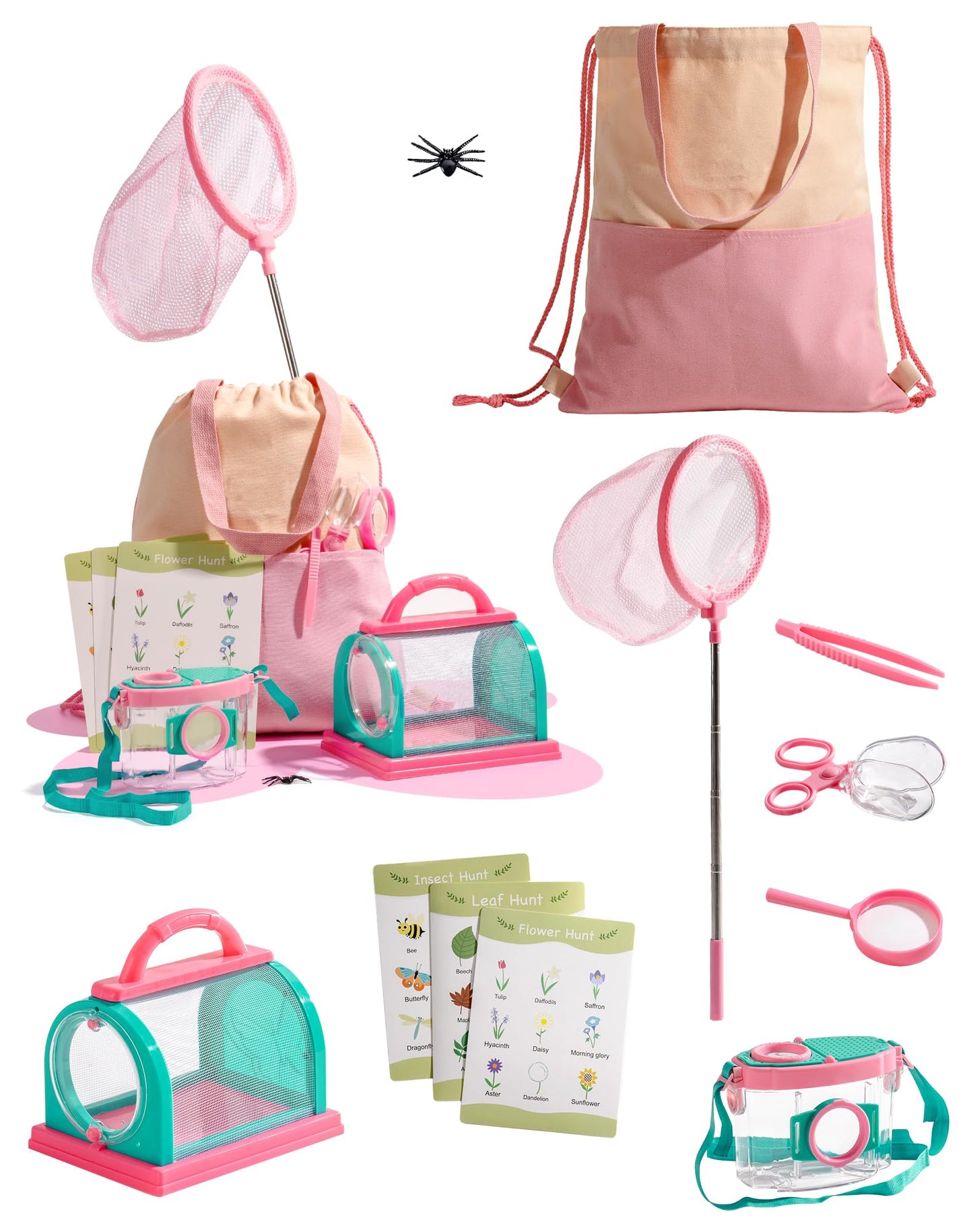 Kinder-Entdecker-Set für Outdoor-Abenteuer, Rosa - 8pc