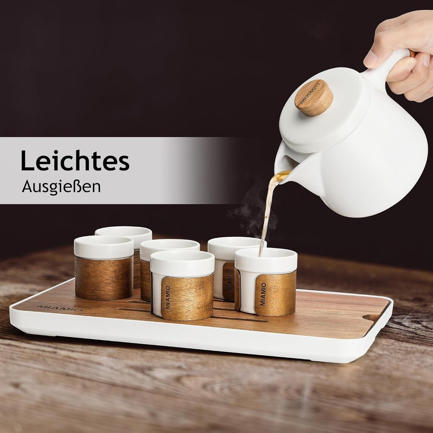 Japanisches Teekannen-Set mit Tassen und Teesieb, Weiß