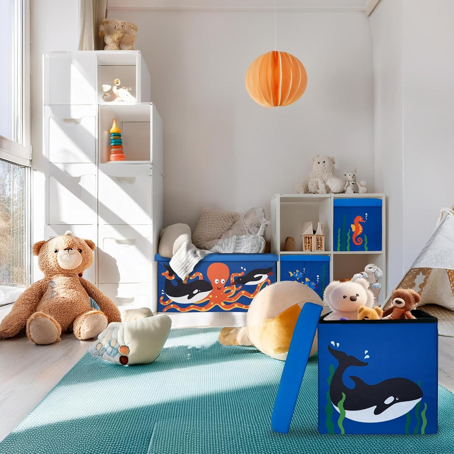 Spielzeugtruhe mit Kindersitzbank, 1 Stück Meer