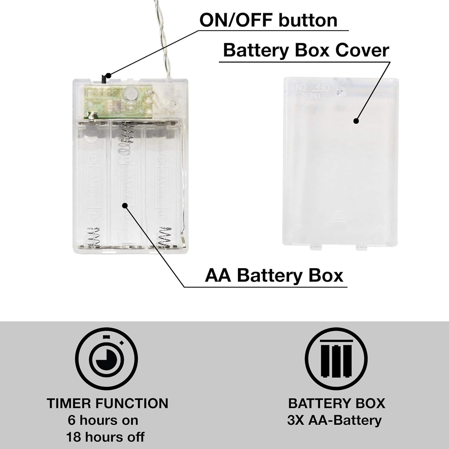 Dino Lichterkette mit Timer, Batterie - 12 Dinos - Timer