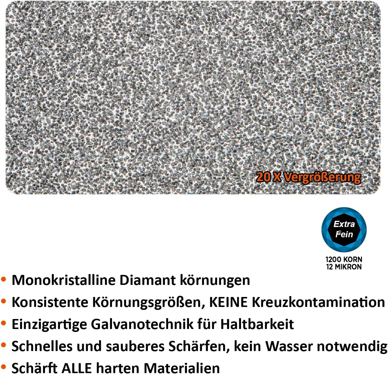 Diamant-Schleifstab mit monokristalliner Beschichtung, Diamonds Electroplated