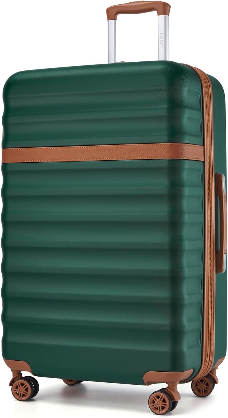 Reisekoffer XL mit TSA-Schloss, XL(75cm) Dunkelgrün/Braun