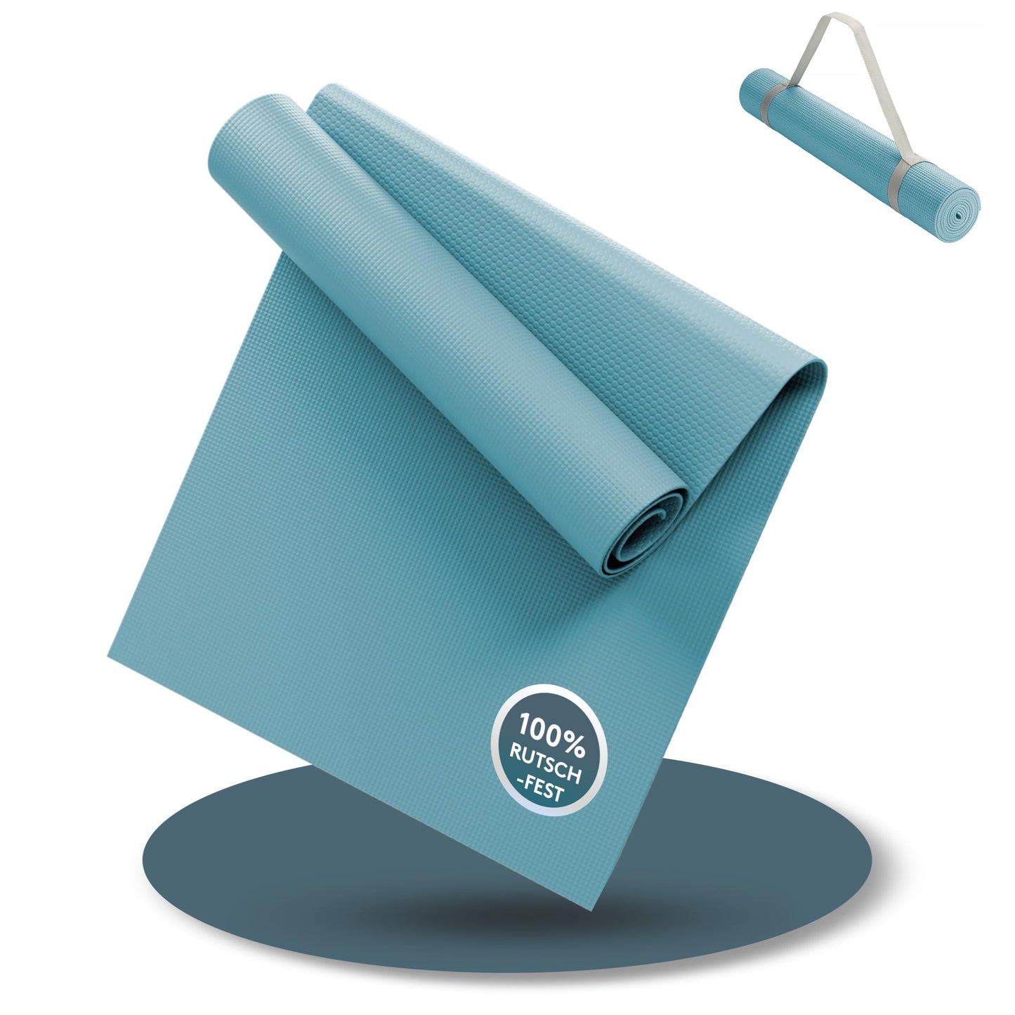 Yoga- und Fitnessmatte mit Tragegurt (180x60cm), 60 x 180 cm Türkis
