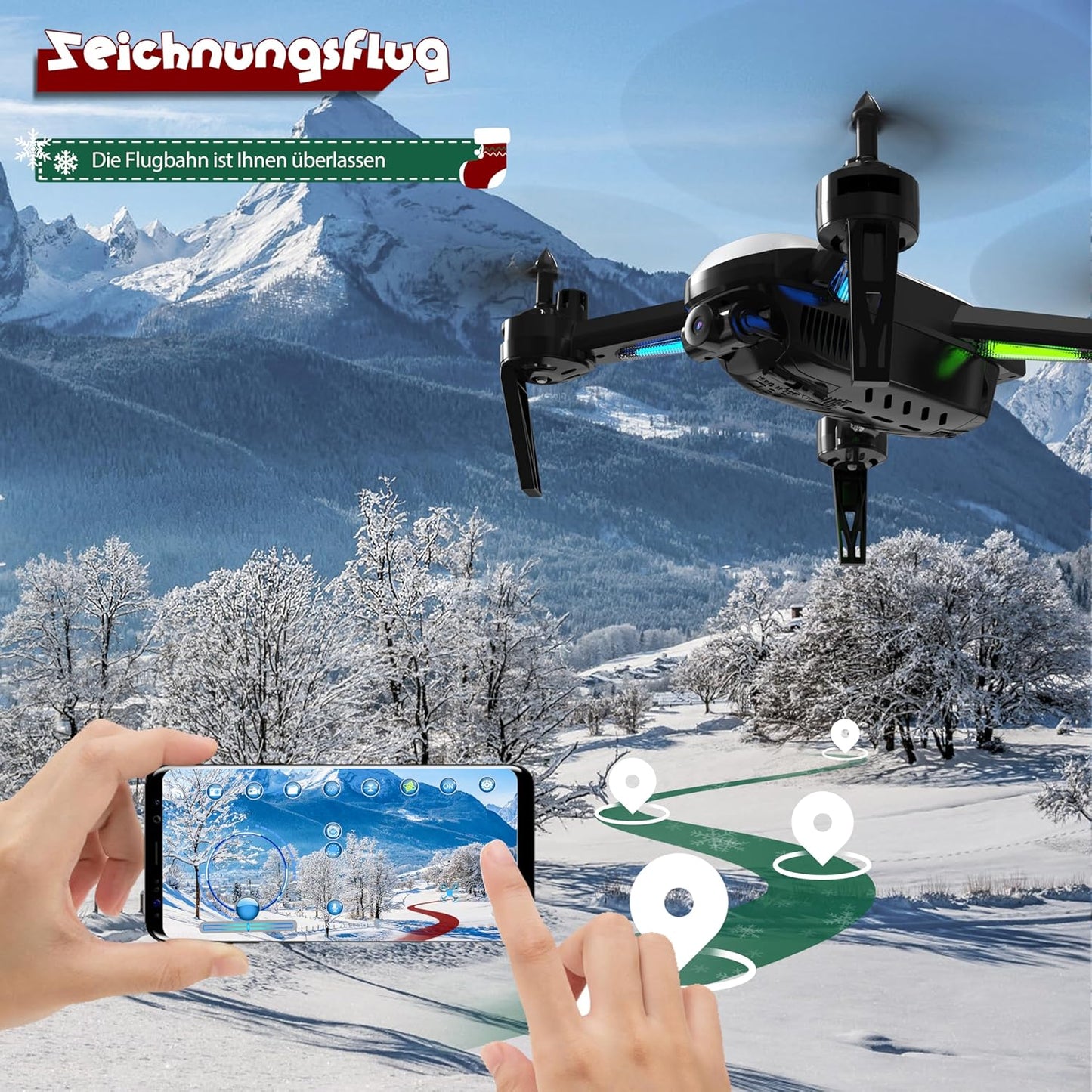 T6 Drohne mit 1080P Kamera und FPV, Weiss