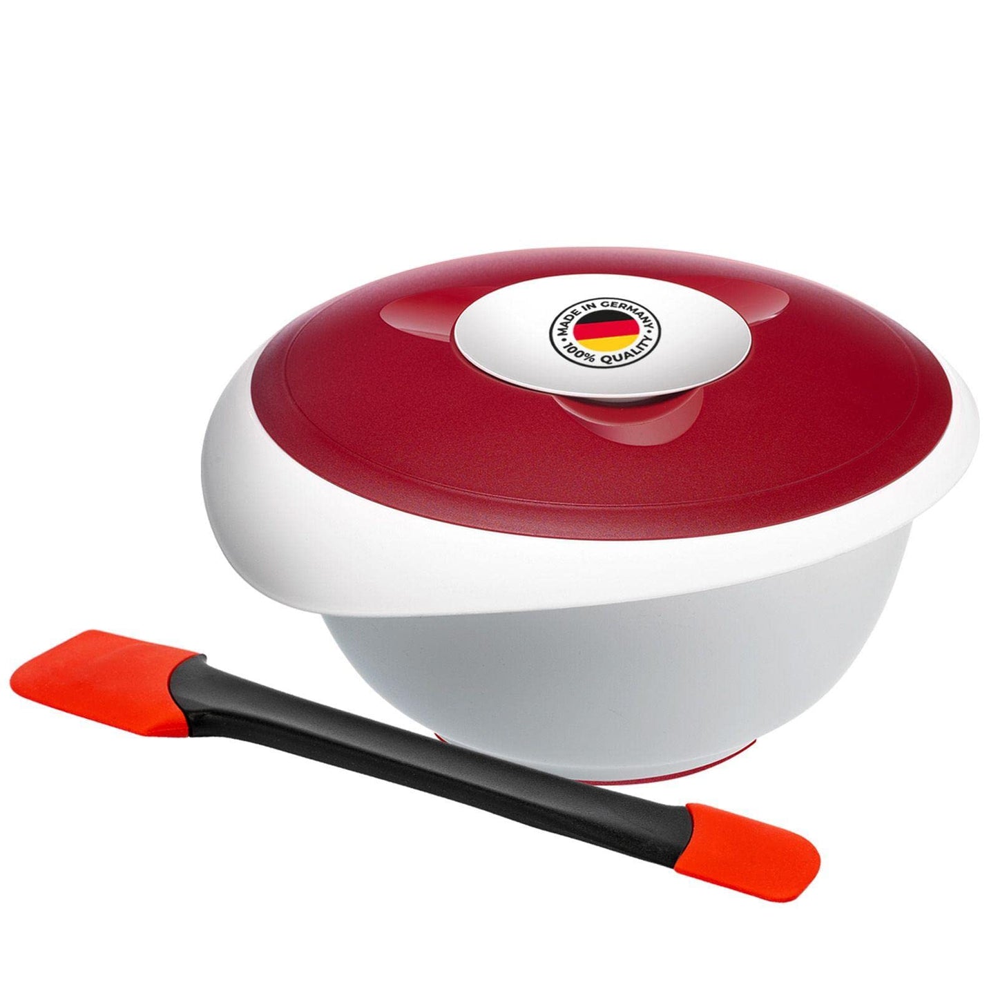Backset mit Rührschüssel und Teigschaber, Weiß/Rot, Set mit Schaber