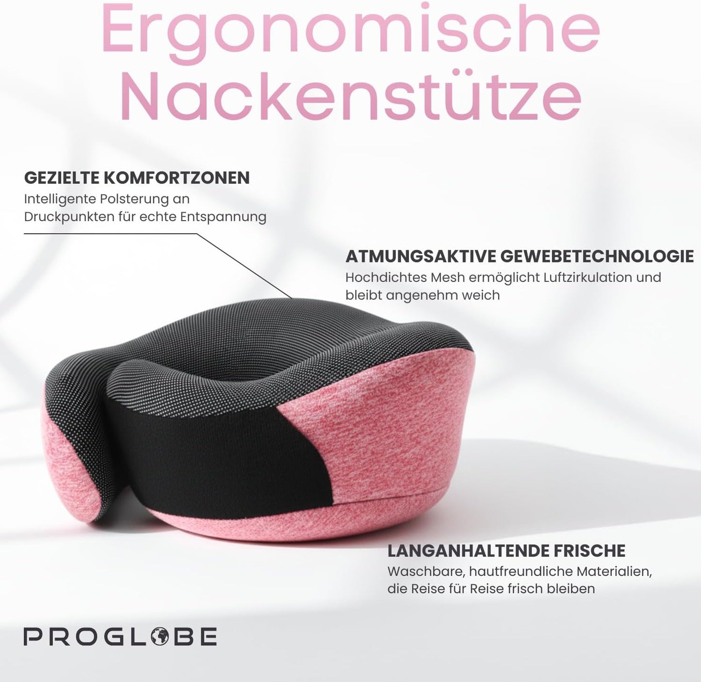 Nackenkissen und Schlafmaske, Rosa