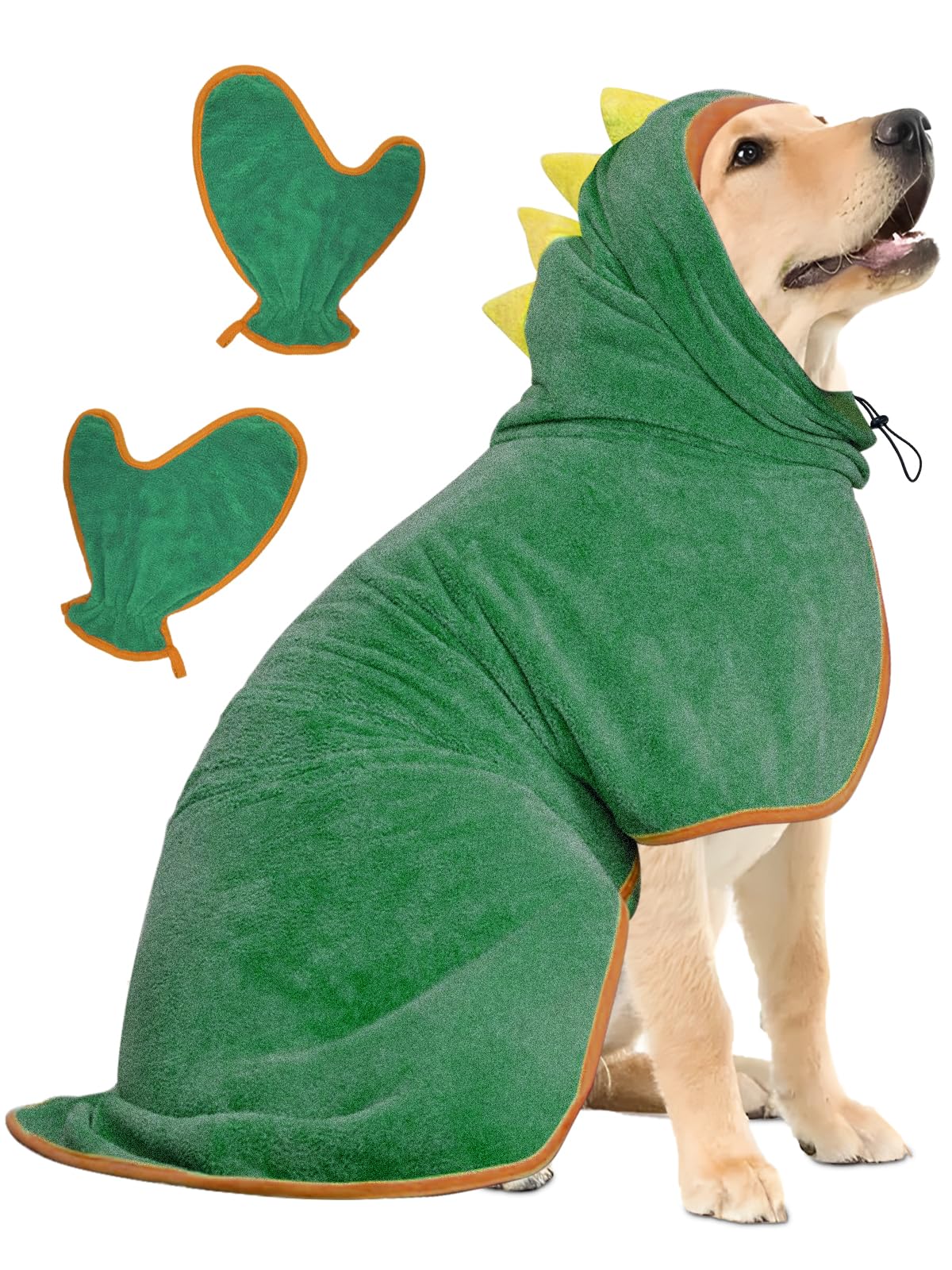 Hundebademantel im Dinosaurier-Design, XL Grün