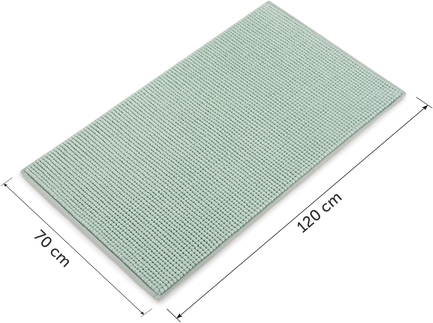 Chenille Badematte, rutschfest, Mintgrün 70 x 120 cm (Rechteckig)