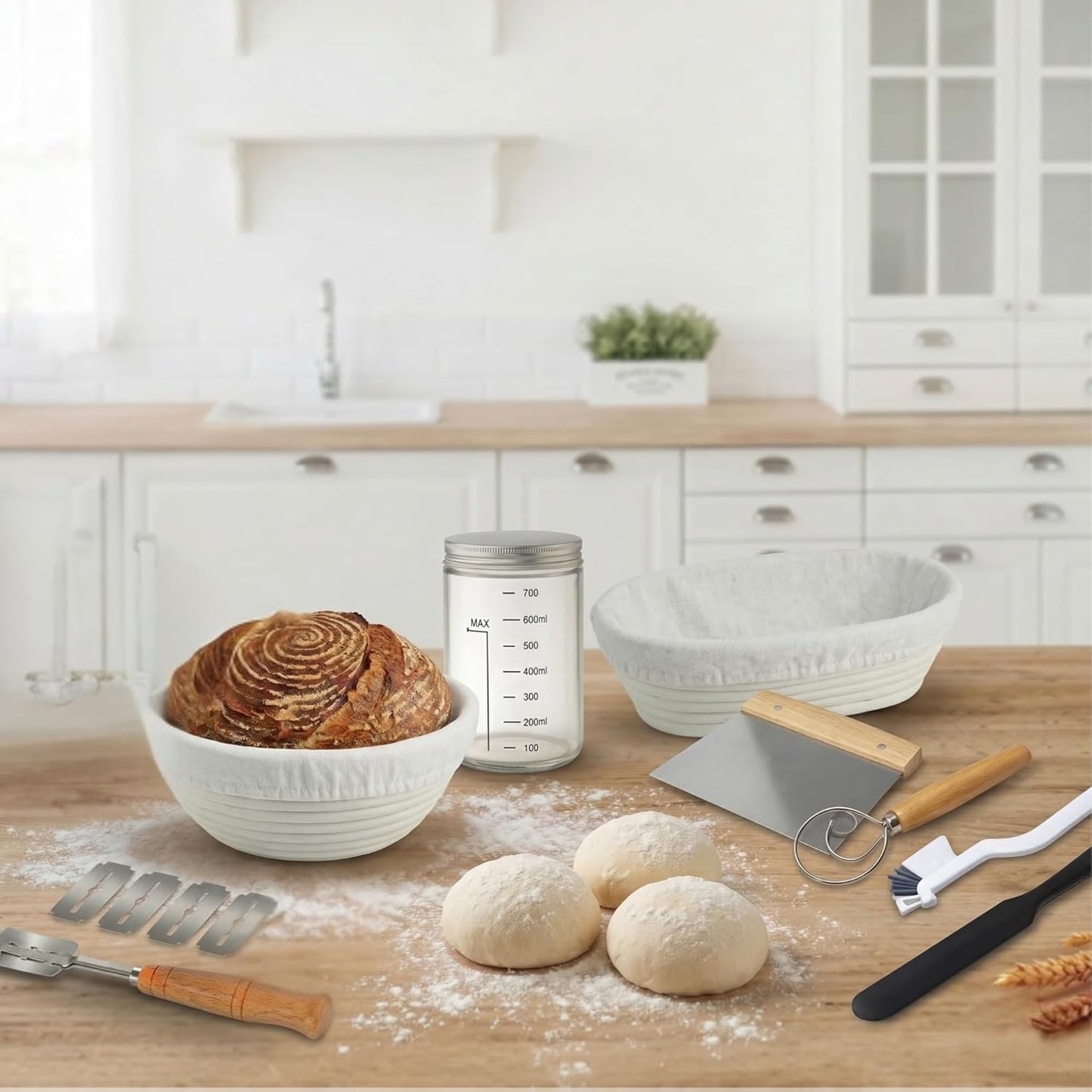 Sauerteig-Starter-Set mit Gärkörbchen