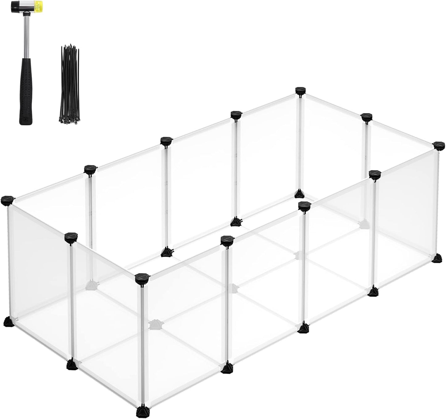 Freigehege mit Bodenplatten für Kleintiere, S (125L x 63B x 42H cm) Weiss