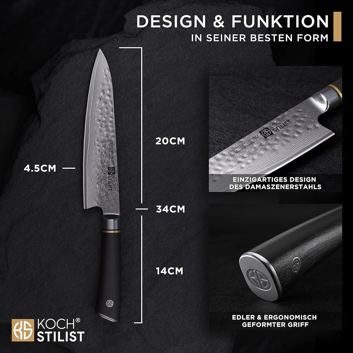 Damastmesser, Chefmesser 20cm