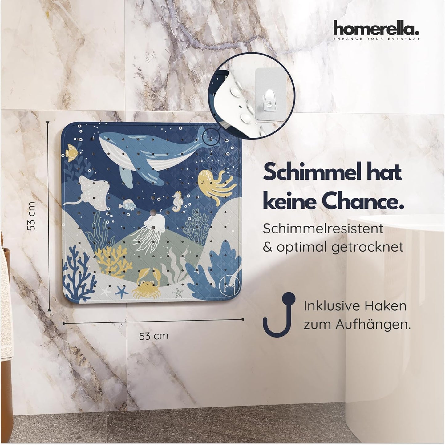 Duschmatte mit Aufhängung, Deep Blue Sea