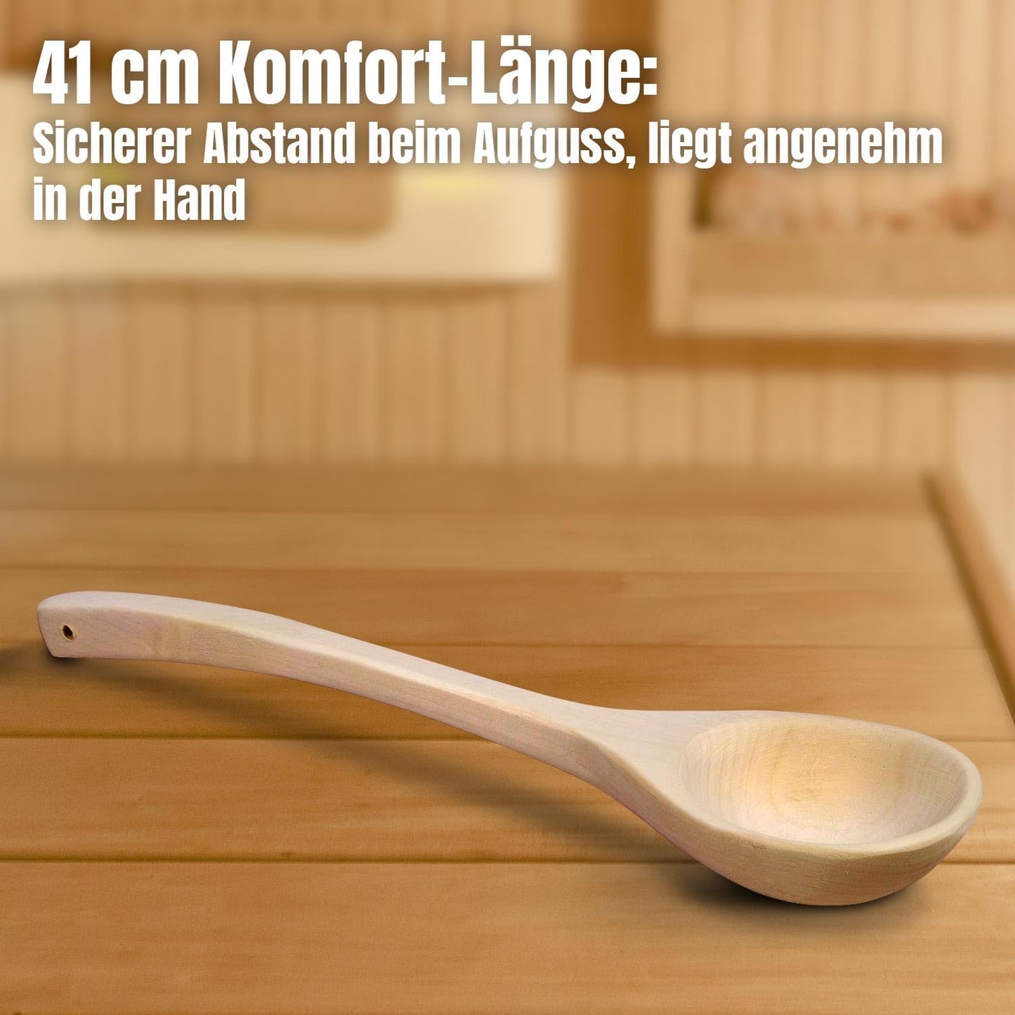 Unbehandelte und handgemachte Saunakelle