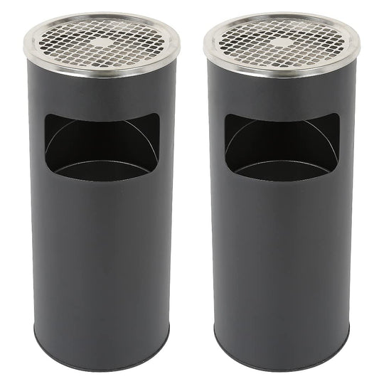 2-teiliges Mülleimer-Set mit Aschenbecher, 25 X 25 X 60 Cm – Schwarz (2 Stück)