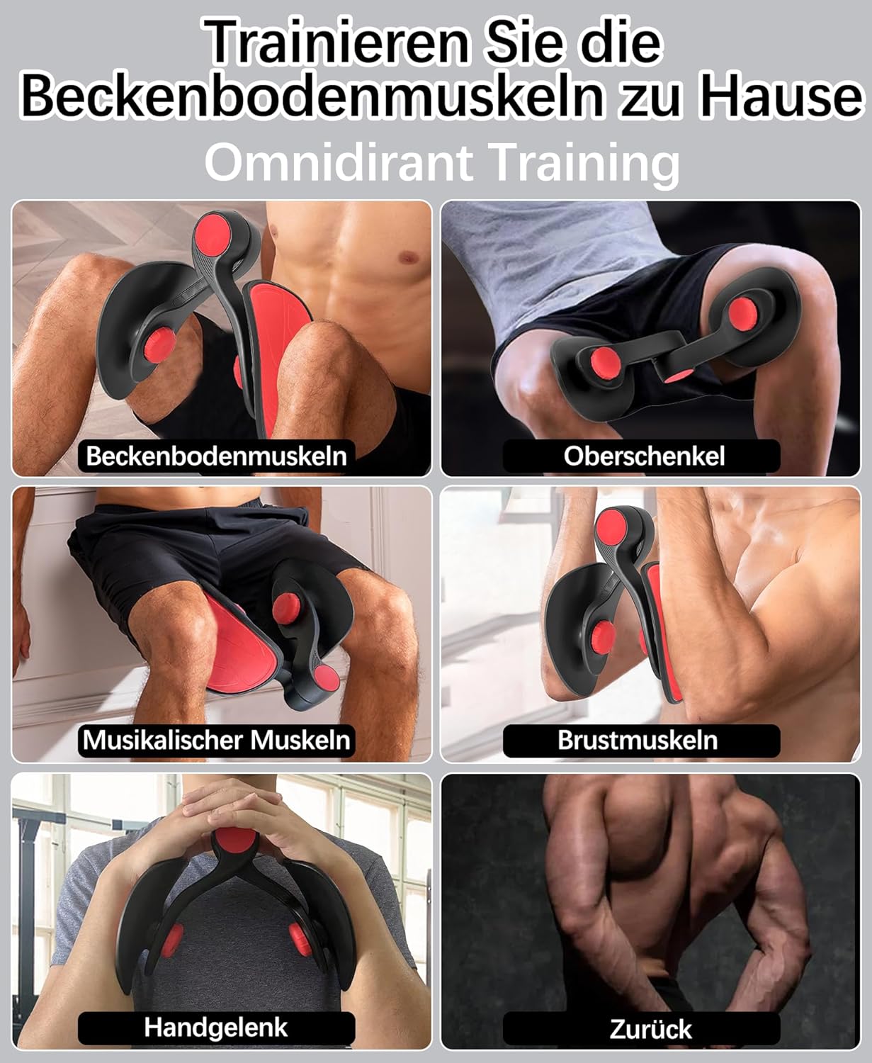 Beckenboden- und Oberschenkeltrainer, Schwarz 16 KG