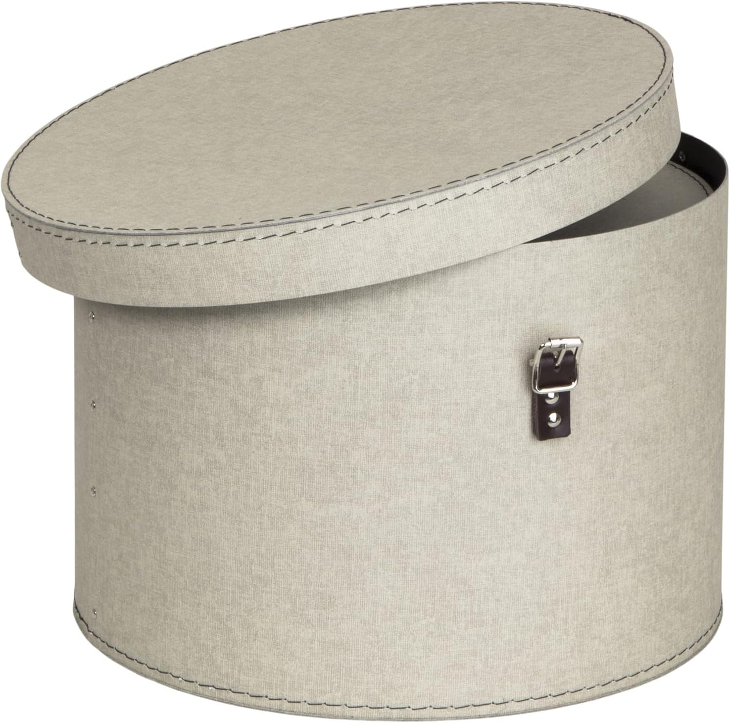 2er-Set Aufbewahrungsboxen mit Lederriemen, Beige