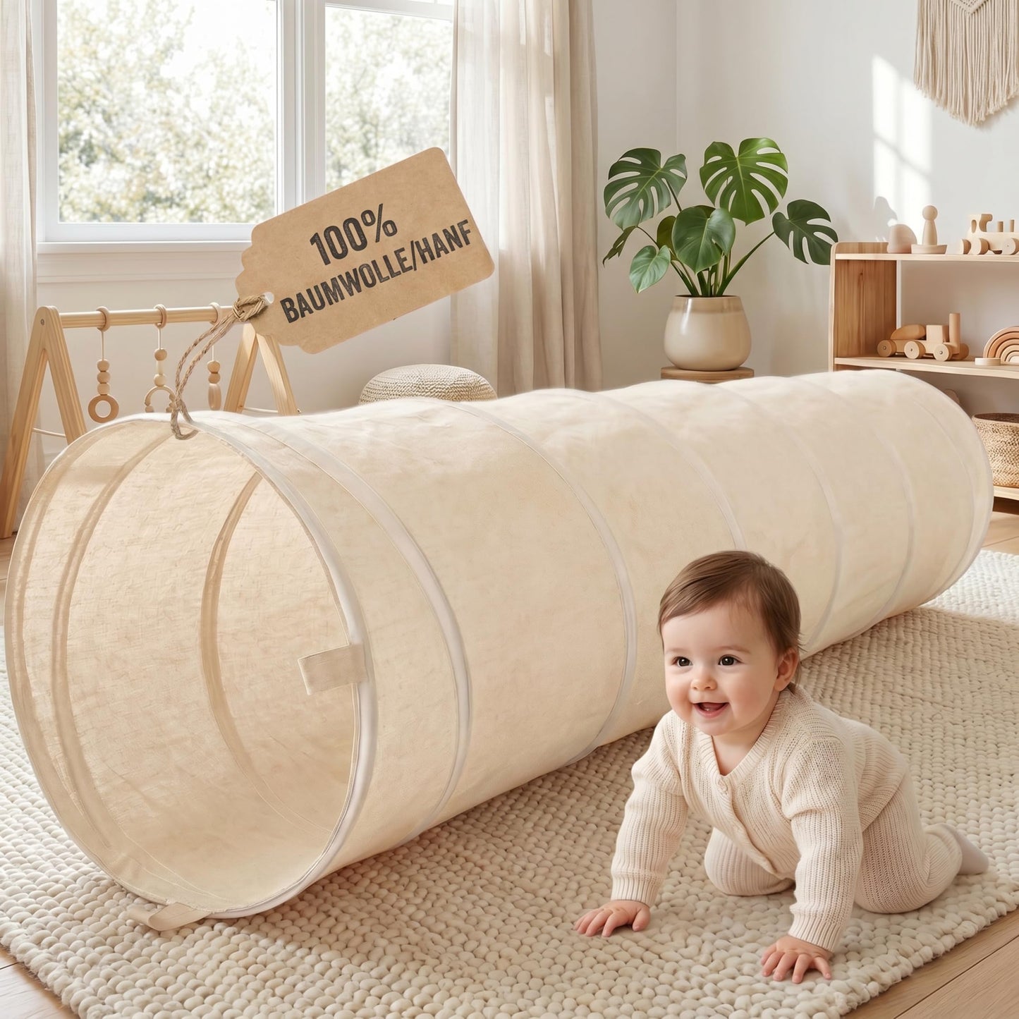 Pop-up Spieltunnel 180cm, Cremeweiss