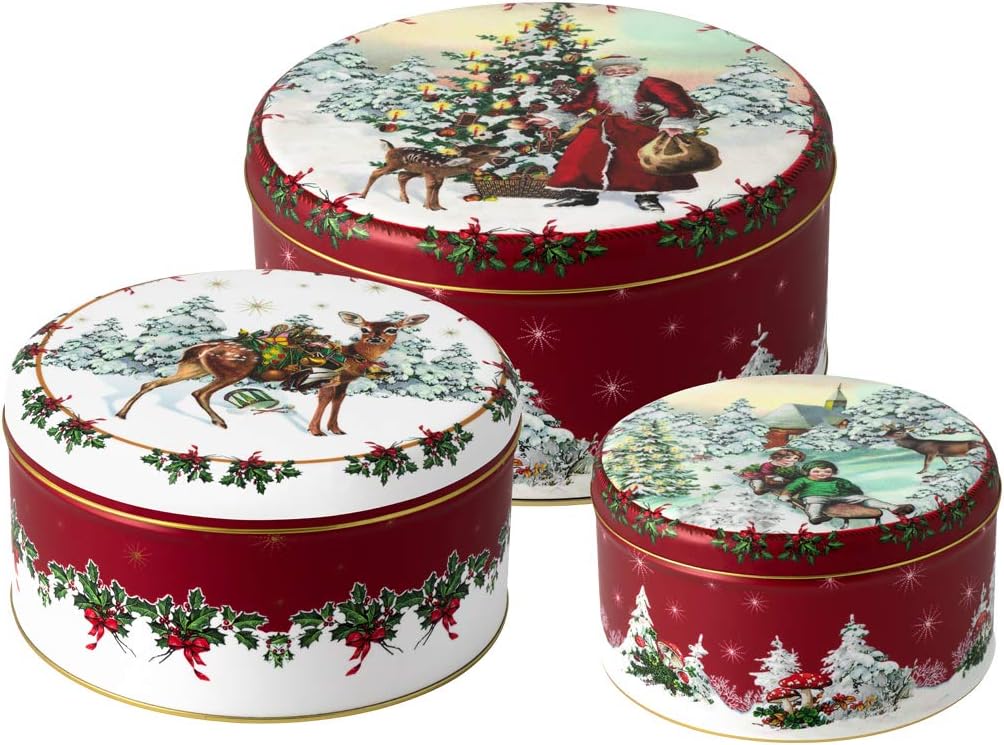 Gebäckdose Set 3 Winter Collage Accessoires, Rot