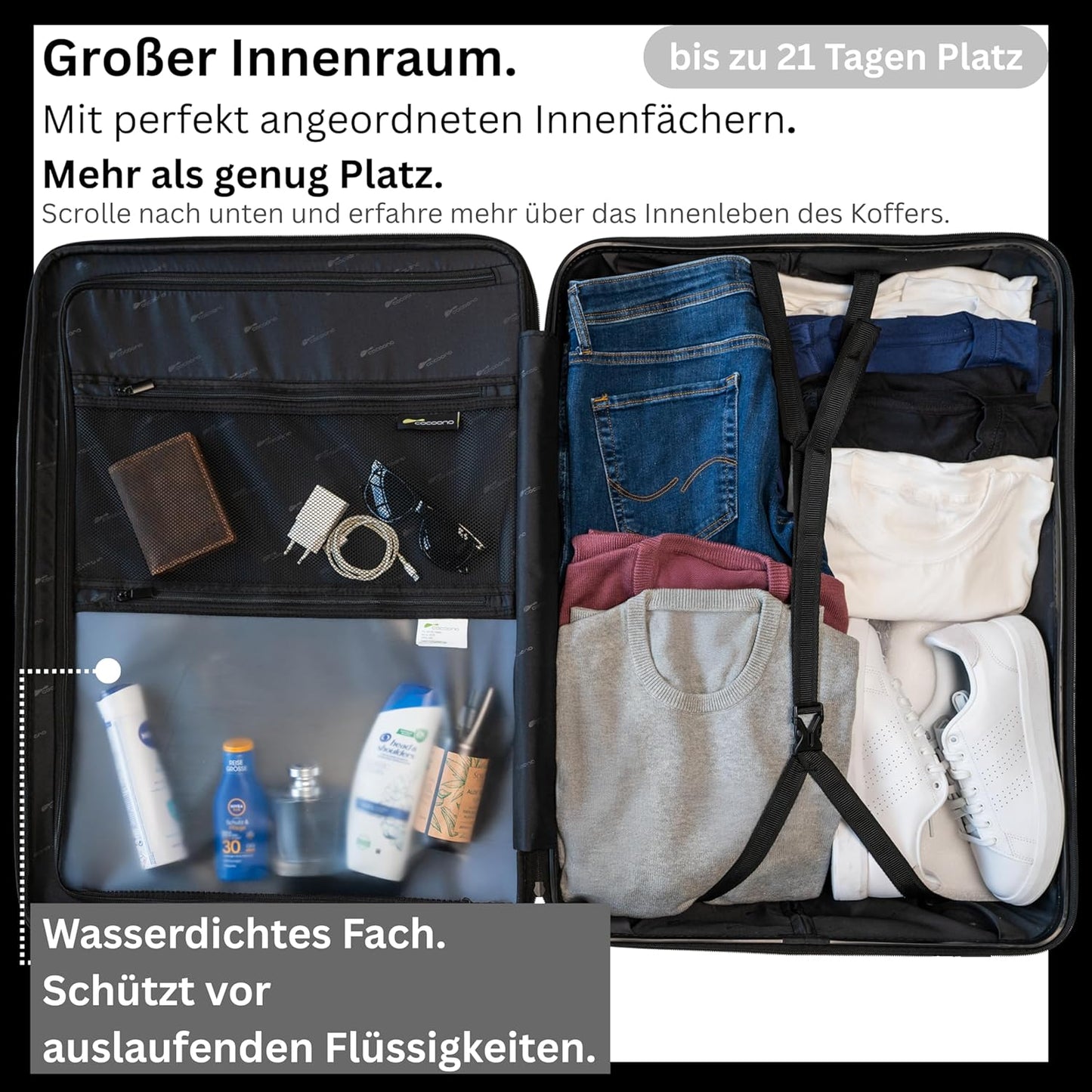 Hartschalenkoffer XL mit TSA-Schloss & 8 Rollen, Anthrazit XL