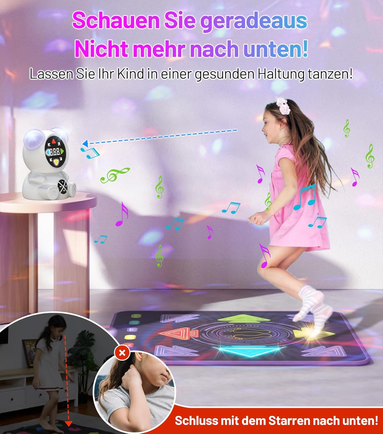 Tanzmatte mit Bluetooth-Musikplayer für Kinder, Mehrfarbig A