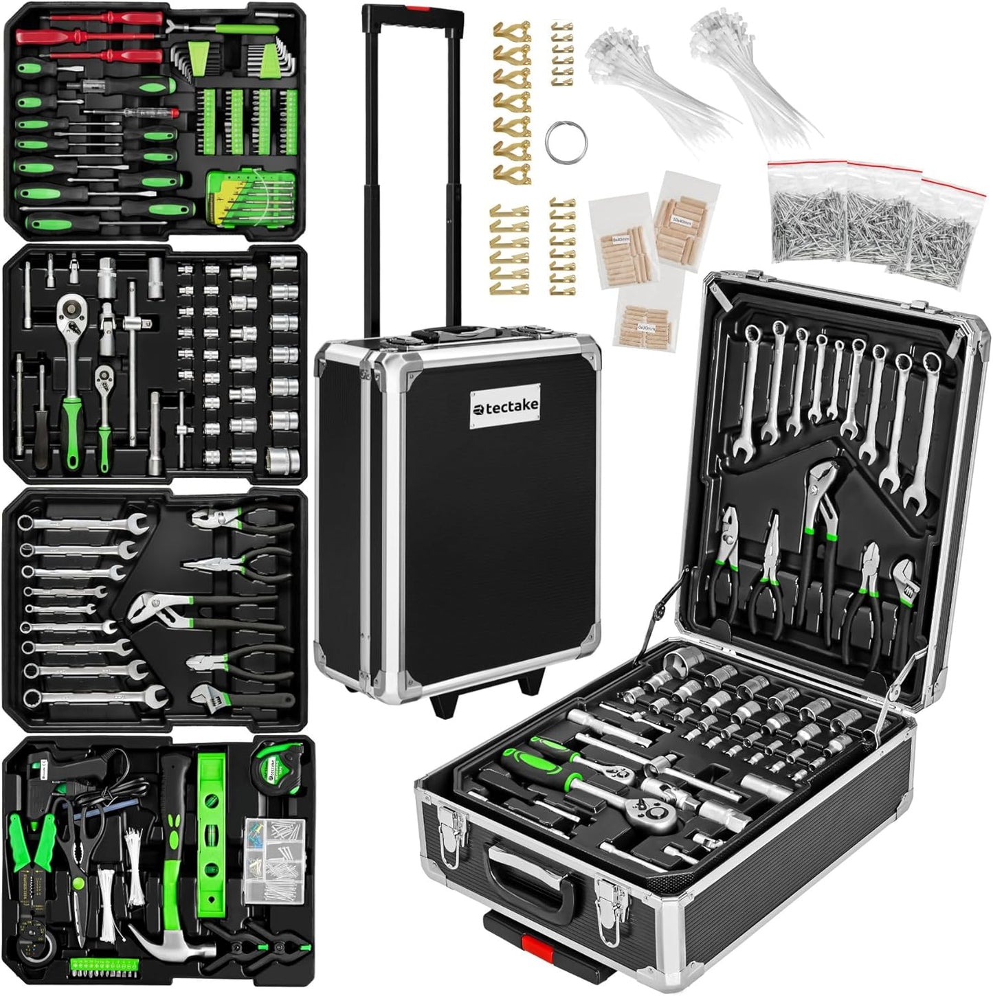 Werkzeugtrolley 1200-teiliges Set mit Teleskopgriff