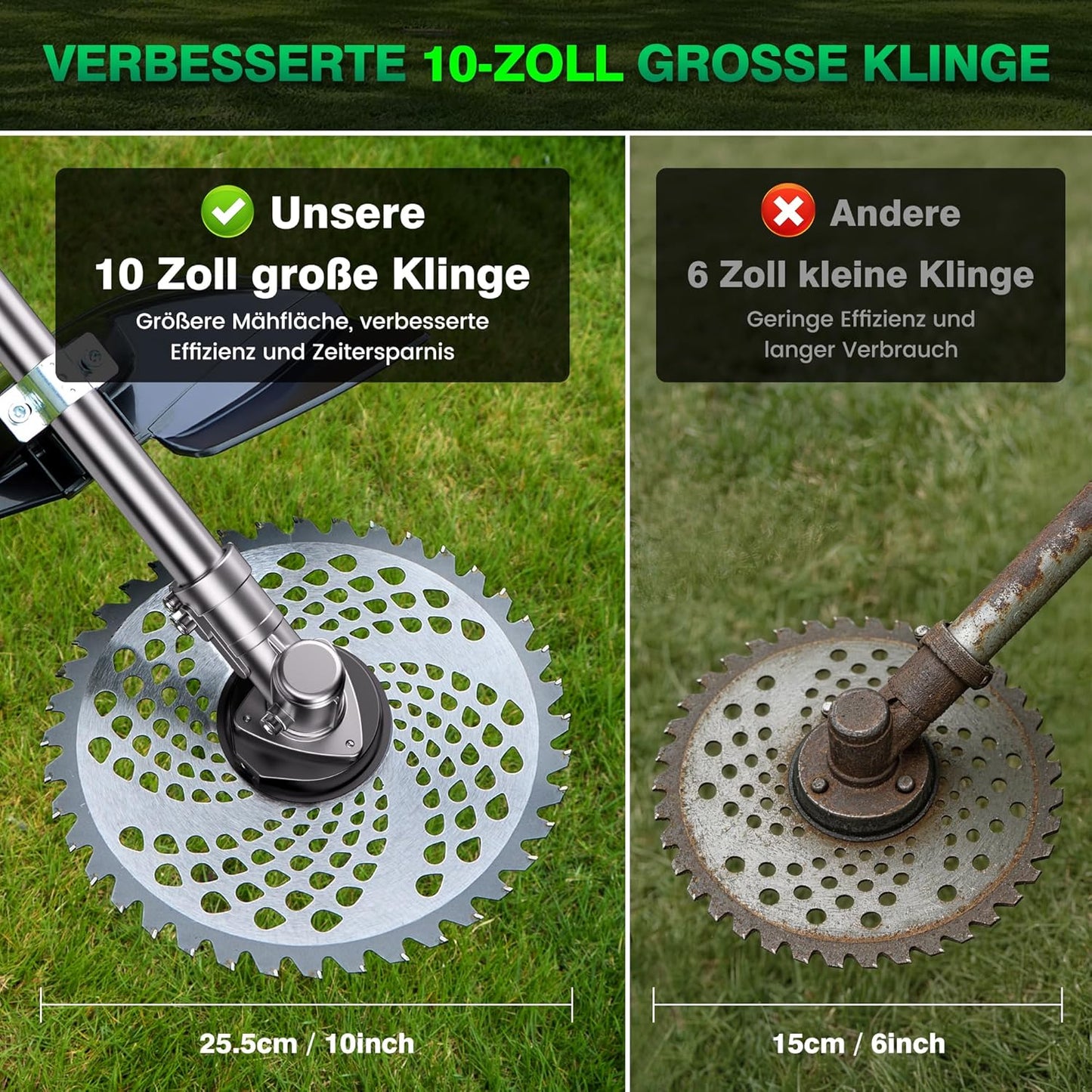 6-in-1 Akku-Rasentrimmer mit Unkrautbürste