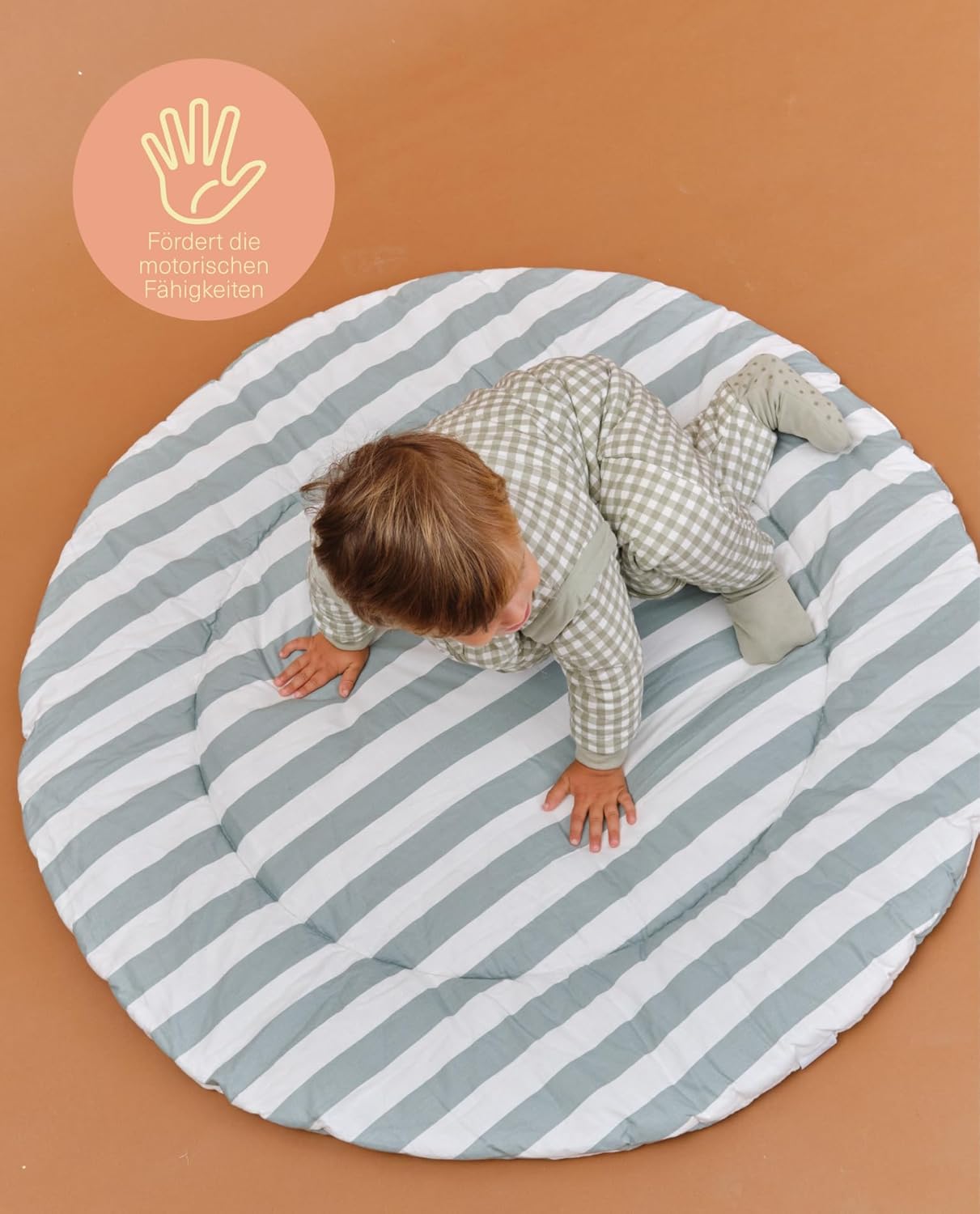 Gepolsterte Krabbeldecke, PopCorn Stripes / 100 cm (Rund)