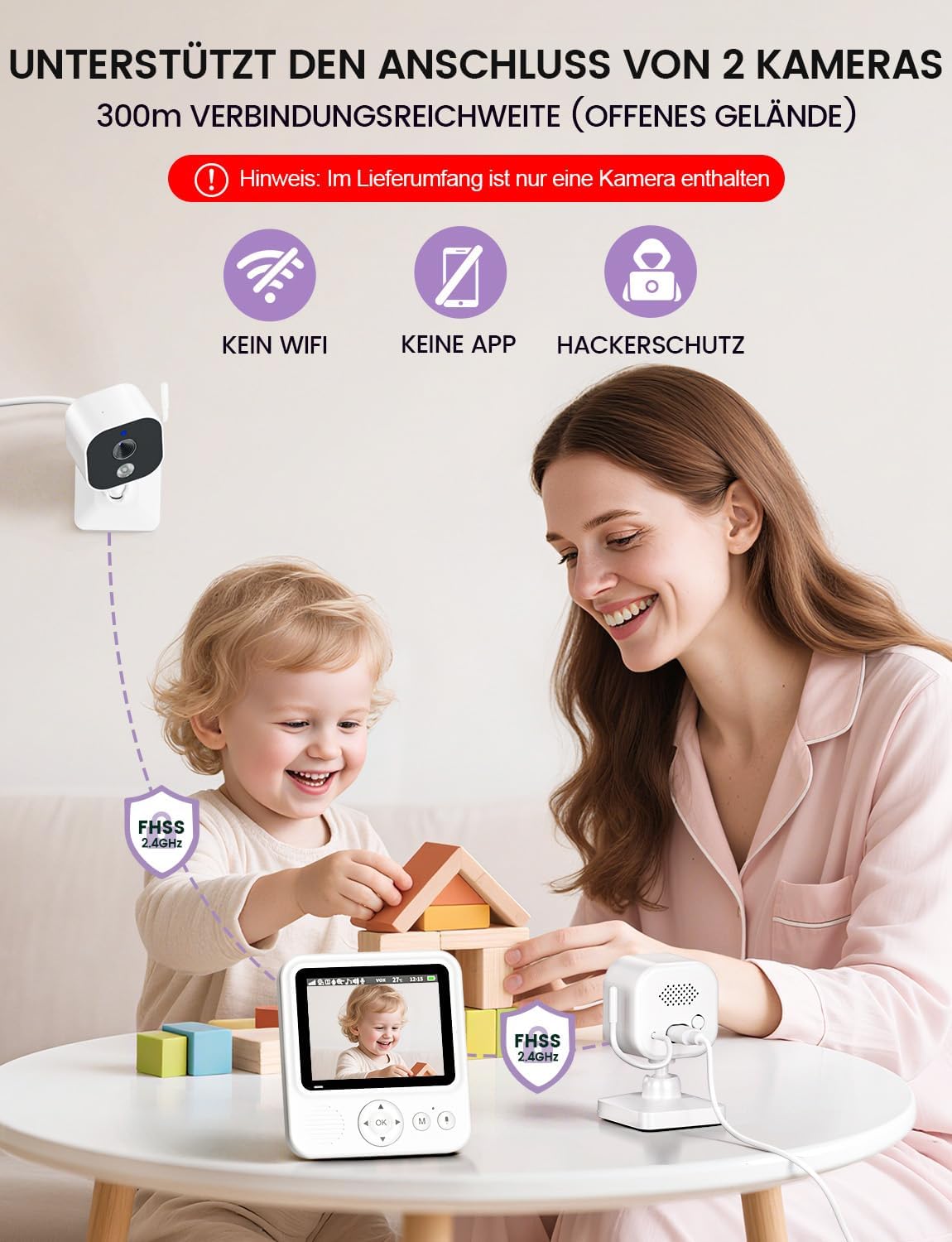 Babyphone mit Kamera und 2-Wege-Audio, 2.8 Zoll