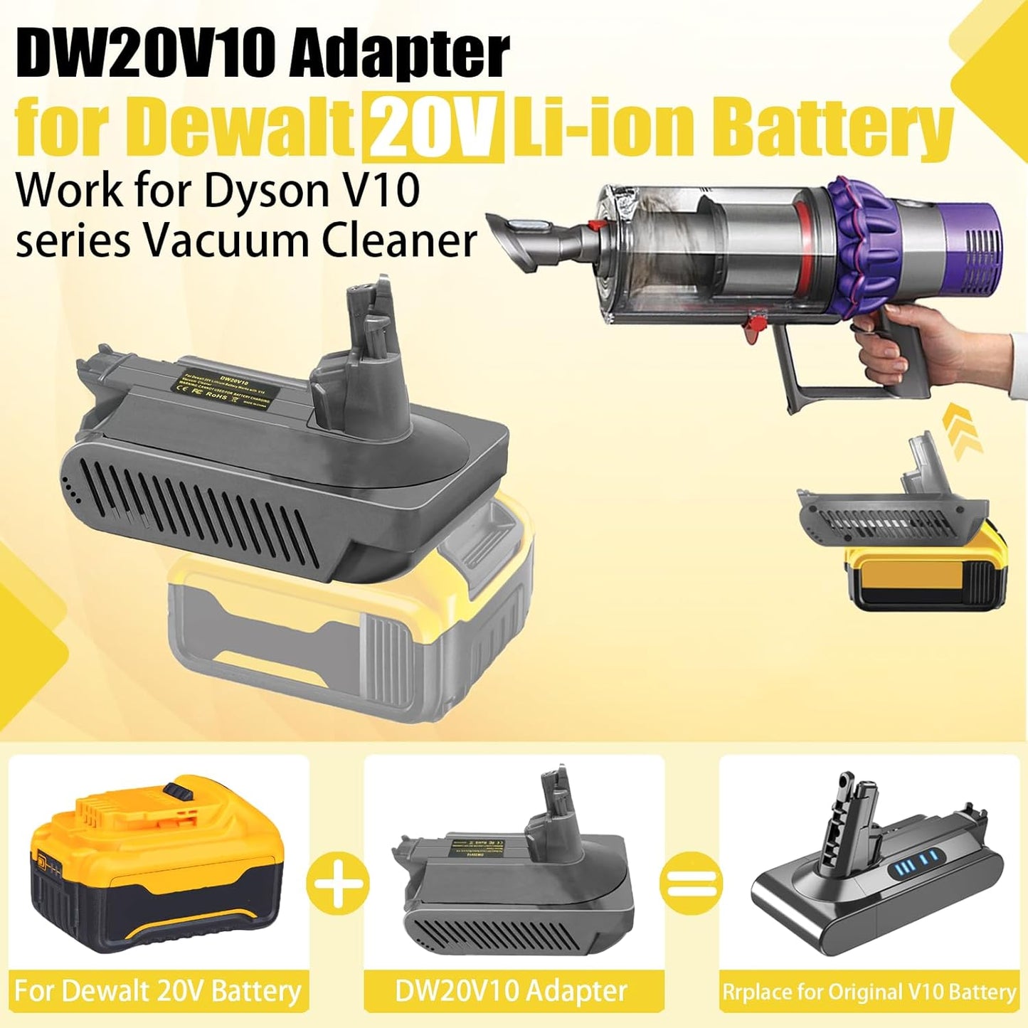 Adapter für 18V/20V Akku-Staubsauger V10, DEW20V10