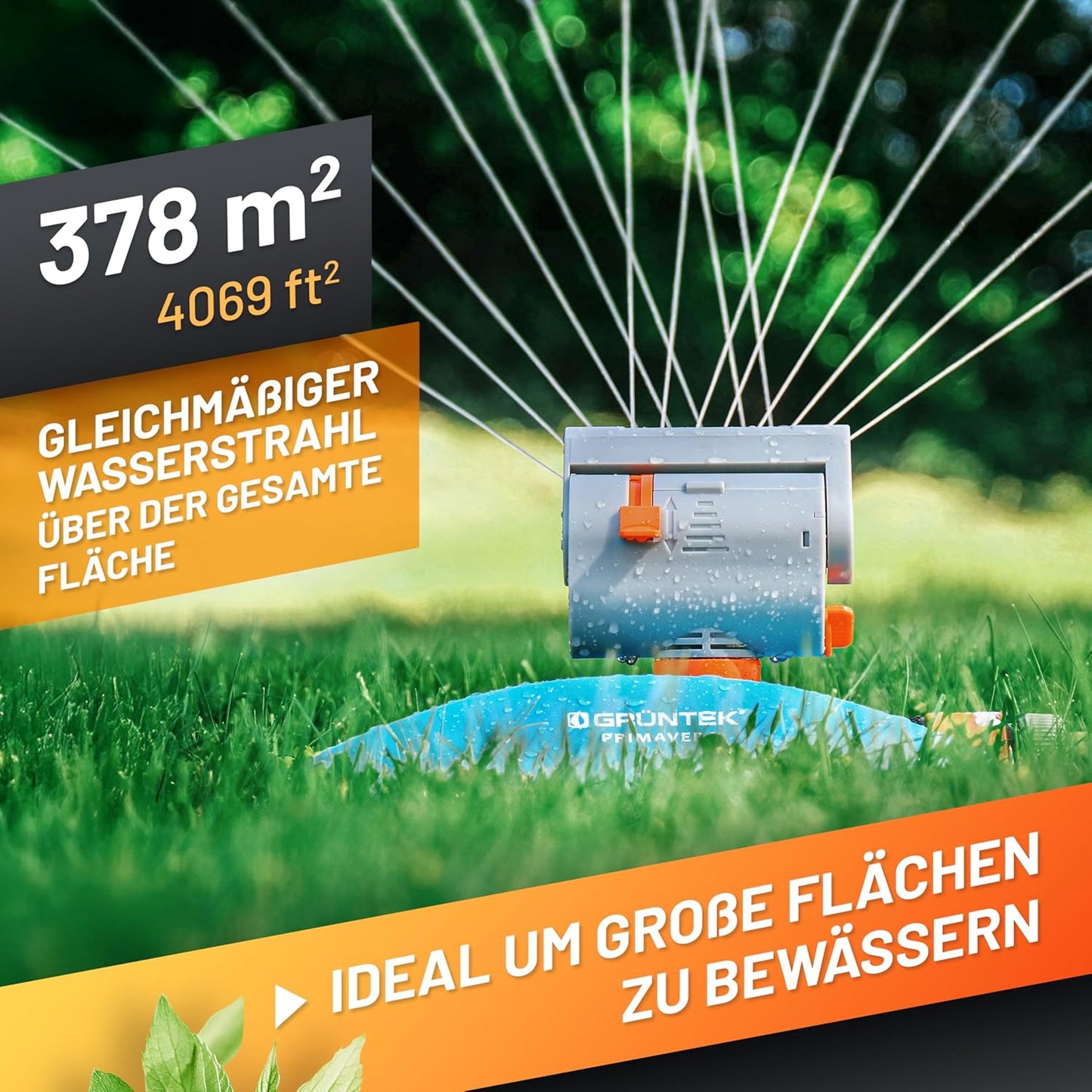 Oszillationssprinkler mit Turbo-Motor und 16 Düsen