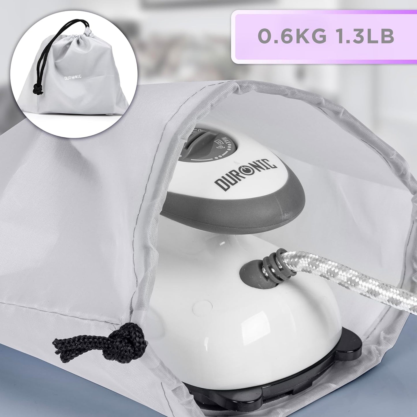 Mini-Reisebügeleisen mit Keramikfläche, Weiß / Anthrazit