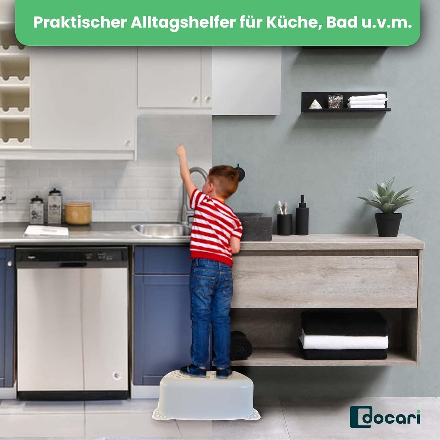 Toilettentrainer-Set mit Tritthocker für Kinder, Weiss 2er Set