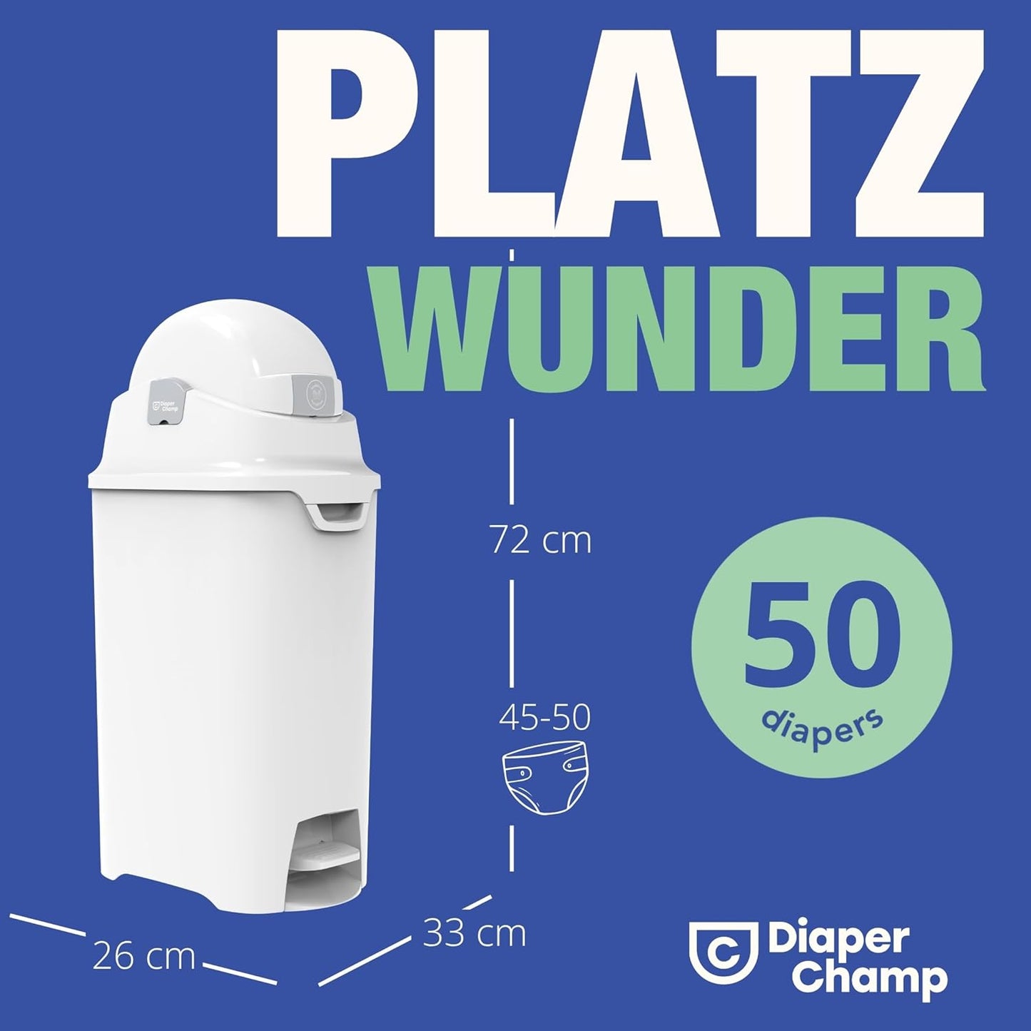 Windeleimer für 50 Windeln, weiss