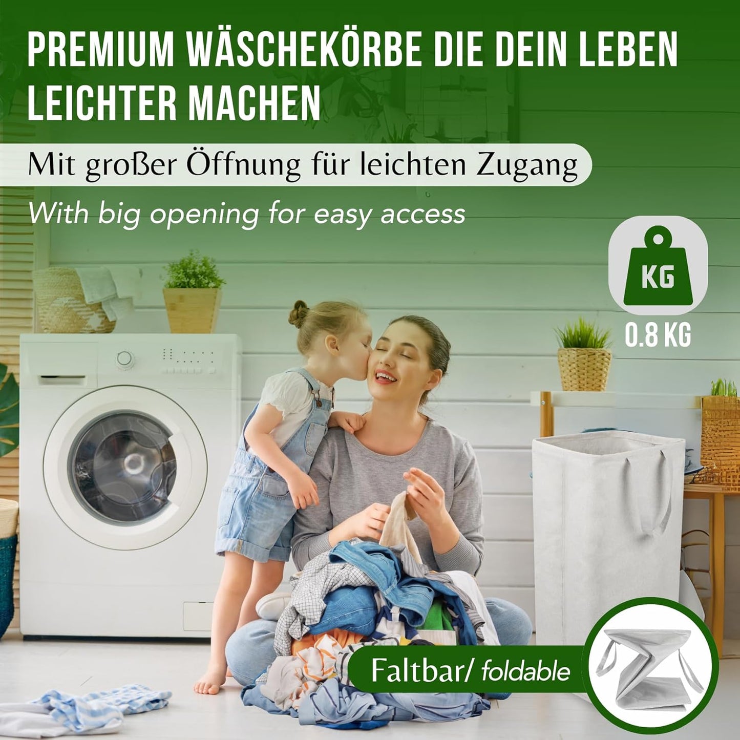 Wäschesammler, 100L - Sammler Hellgrau