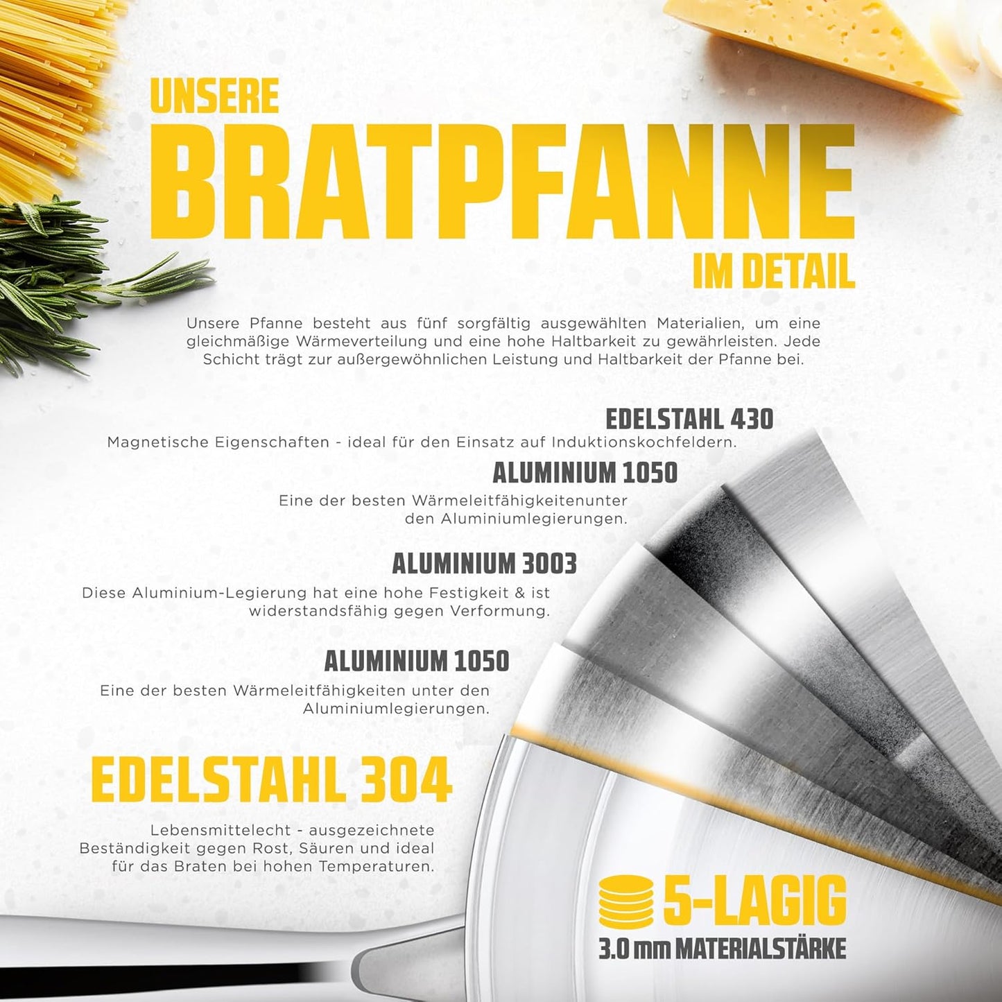 Edelstahl-Bratpfanne 28 cm, Ø 28cm Edelstahl