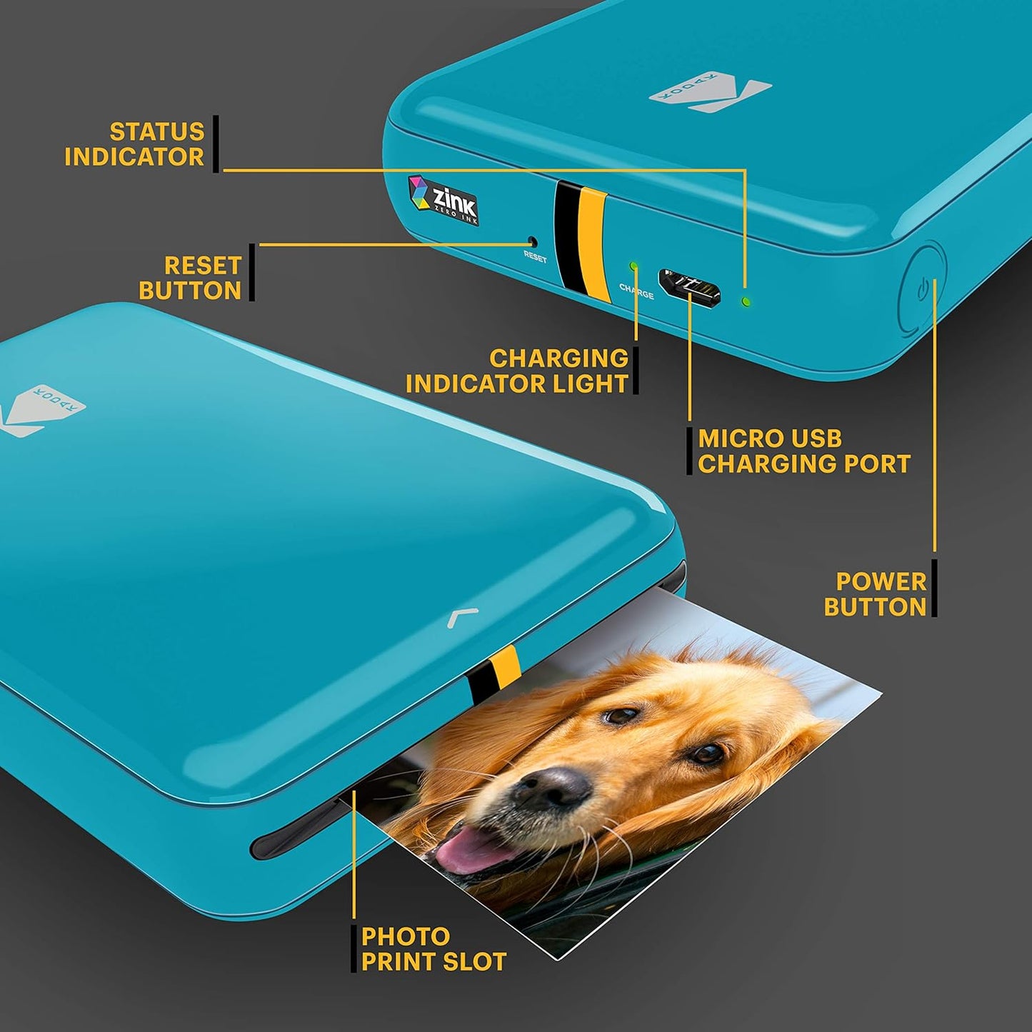 Sofort-Smartphone-Fotodrucker, Blau Drucker